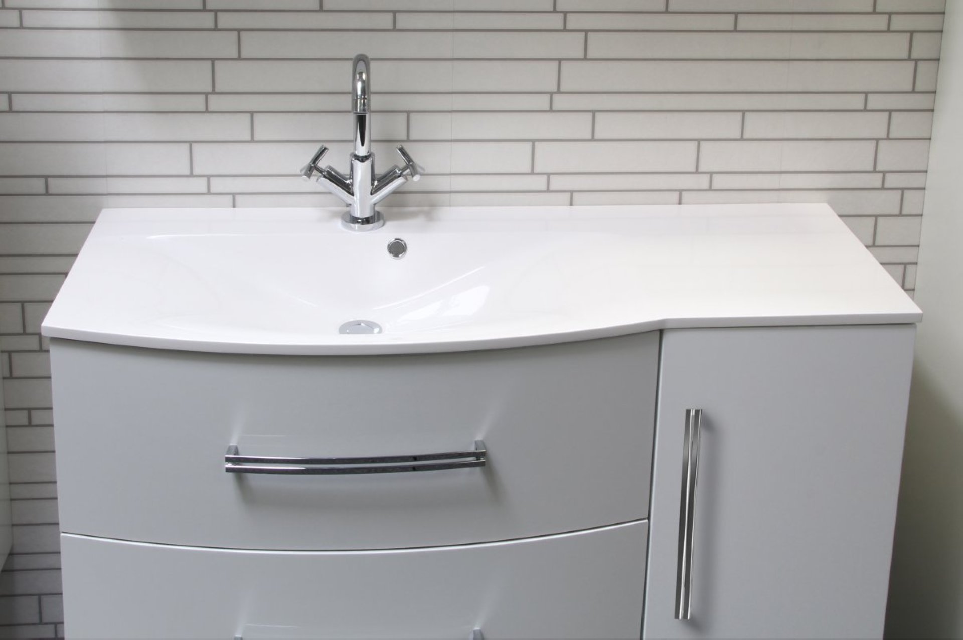 Fackelmann LUGANO Waschbecken 115 cm aus Gussmarmor, Ablage rechts