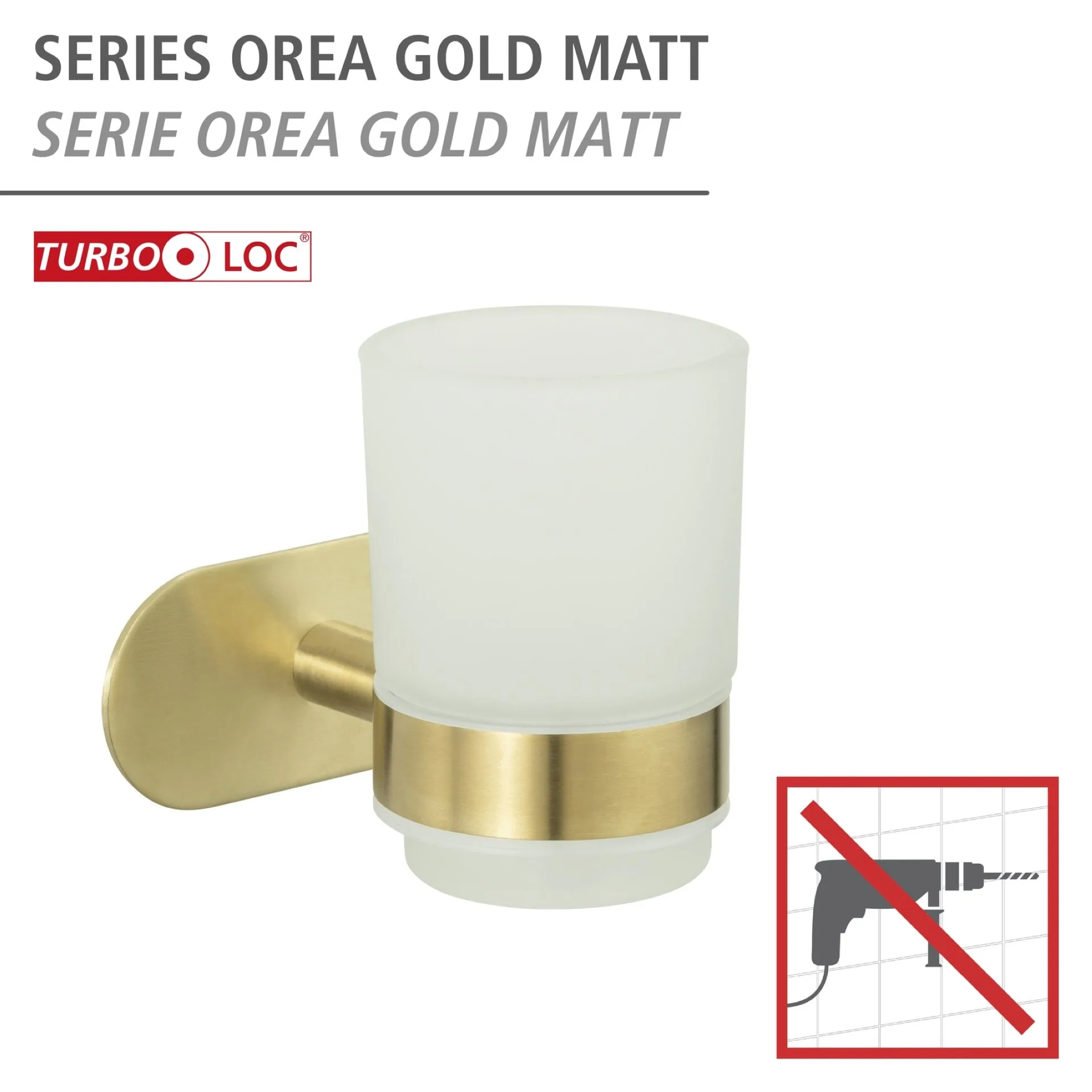 WENKO OREA Zahnputzbecher, Gold matt, Befestigen ohne Bohren