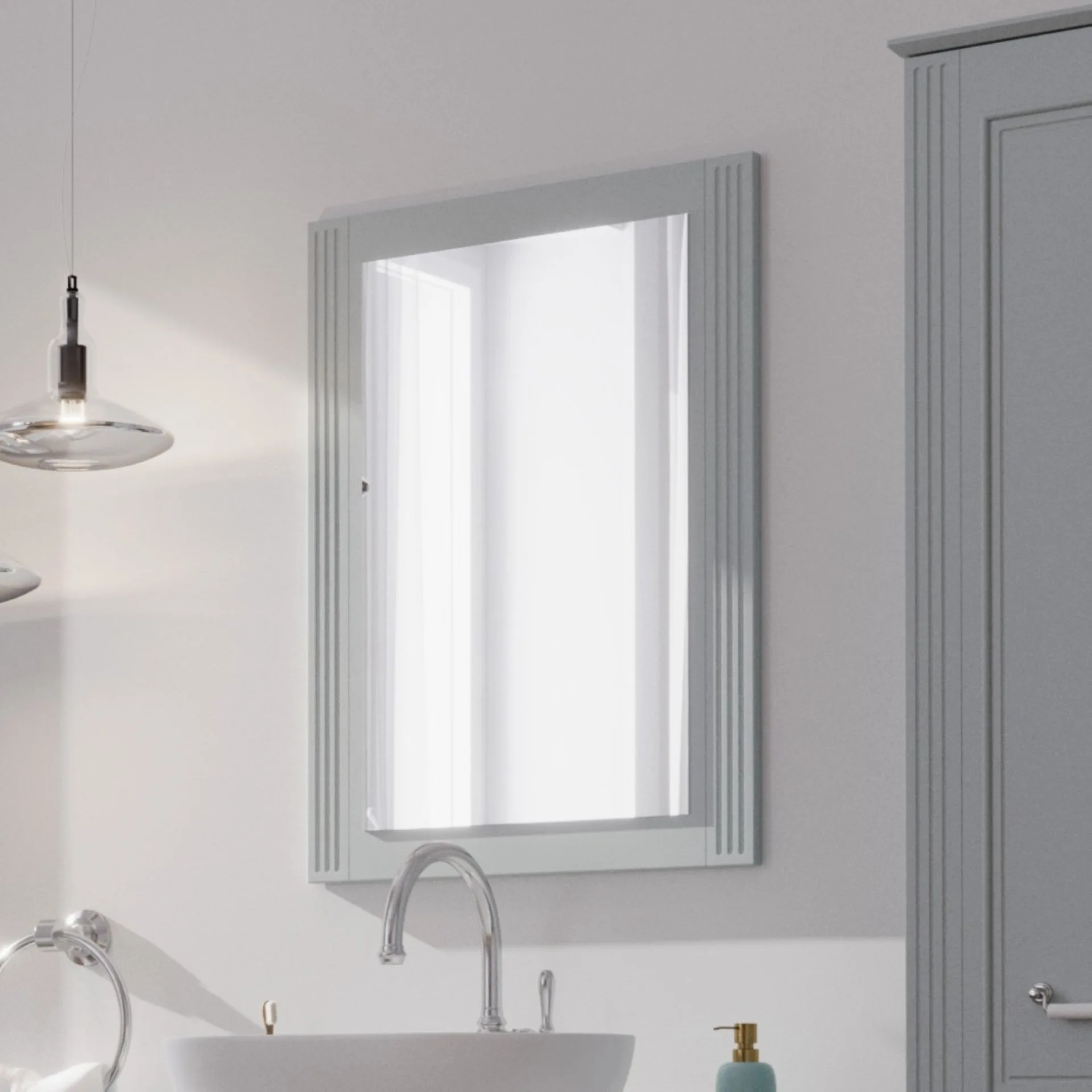 BADEDU RILA Spiegel 60 cm breit, Grau matt