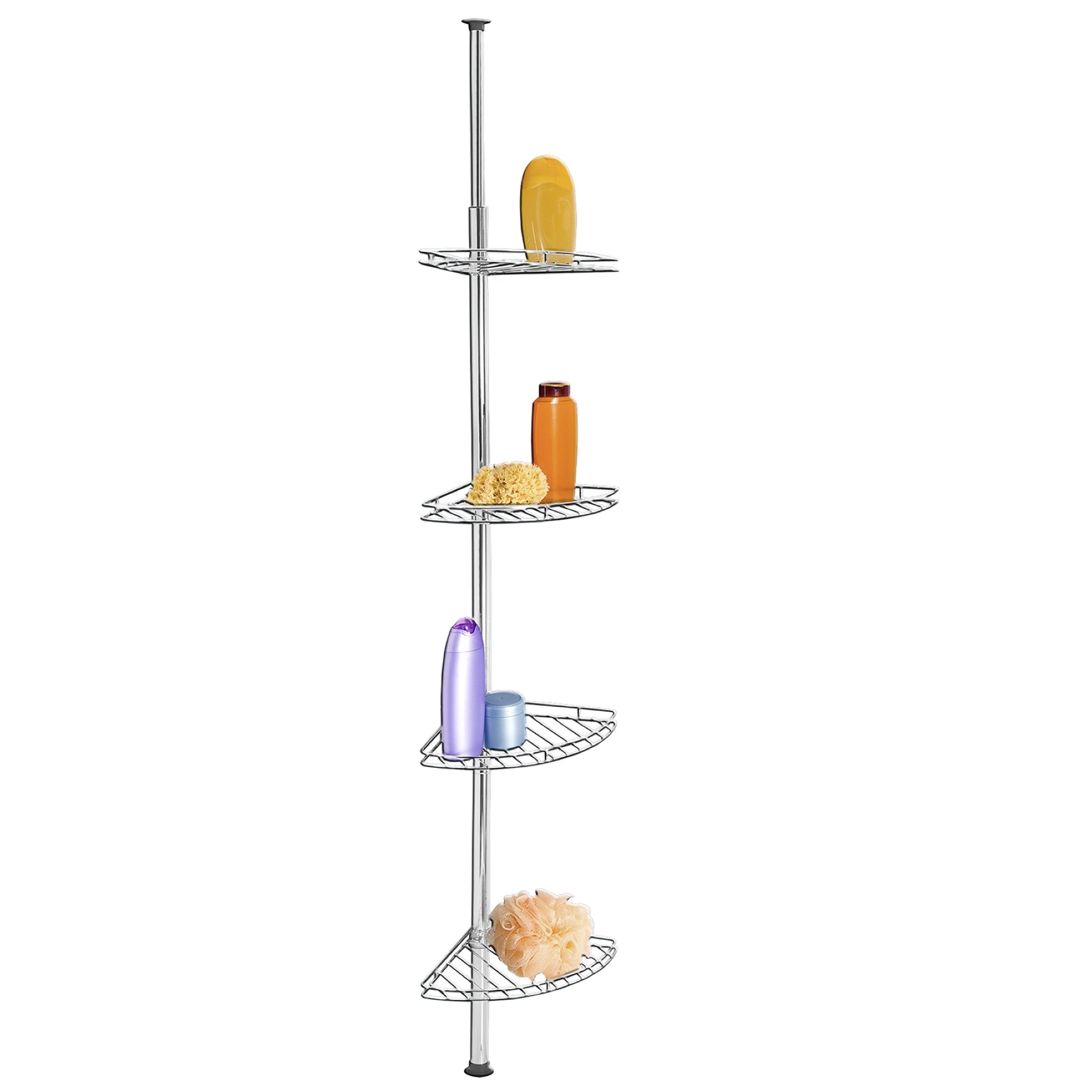 WENKO Dusch Eckablage, Chrom, 4 Etagen, Edelstahl Rostfrei, zum Einklemmen