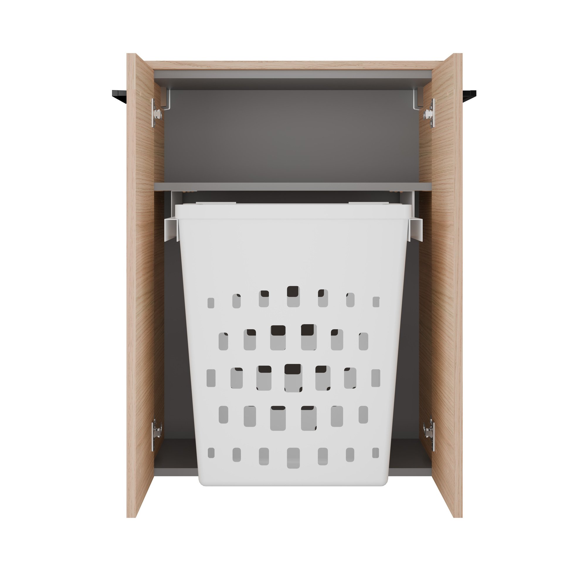 FACKELMANN B.ROUND Doppel Midischrank 60 cm breit, Braun, mit Wäschekorb