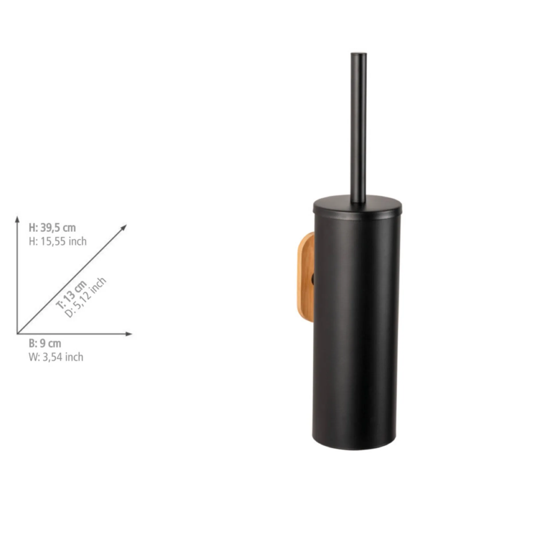 WENKO OREA WC-Garnitur, Schwarz/Braun, Edelstahl/Bambus, Befestigen ohne Bohren