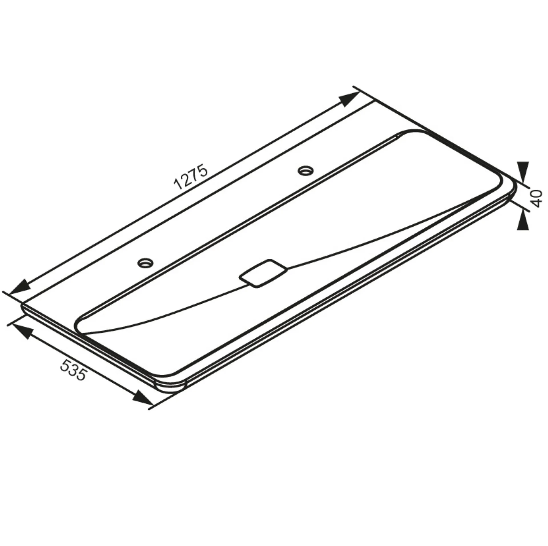 LANZET M9 Doppelwaschbecken 127 cm breit, Weiß, Gussmarmor, 2 Hahnlöcher + Waschbeckenbeleuchtung