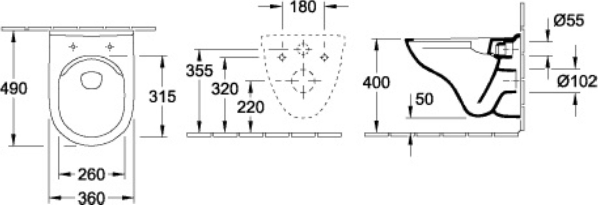 VILLEROY & BOCH O.NOVO Tiefspül-WC mit WC-Sitz, Weiß