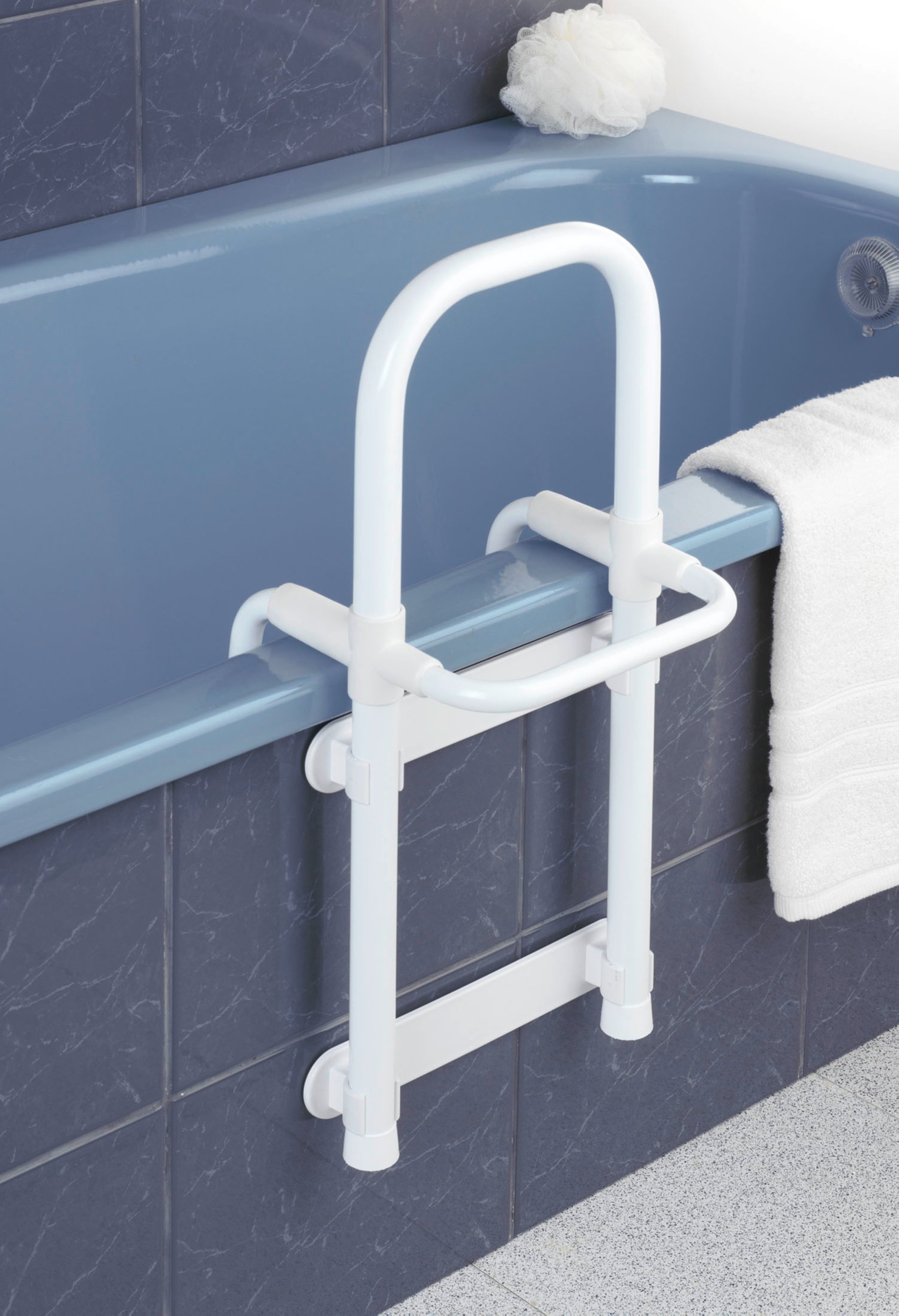 WENKO SECURA Badewannen-Einstiegshilfe, Weiß, verstellbar, 120 kg Tragkraft