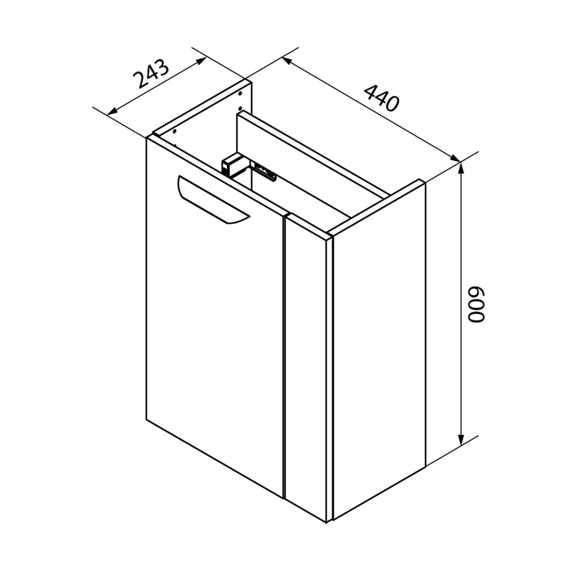 FACKELMANN SBC LUXOR Waschbeckenunterschrank Gäste WC 45 cm breit, Weiß/Braun hell, Türanschlag links