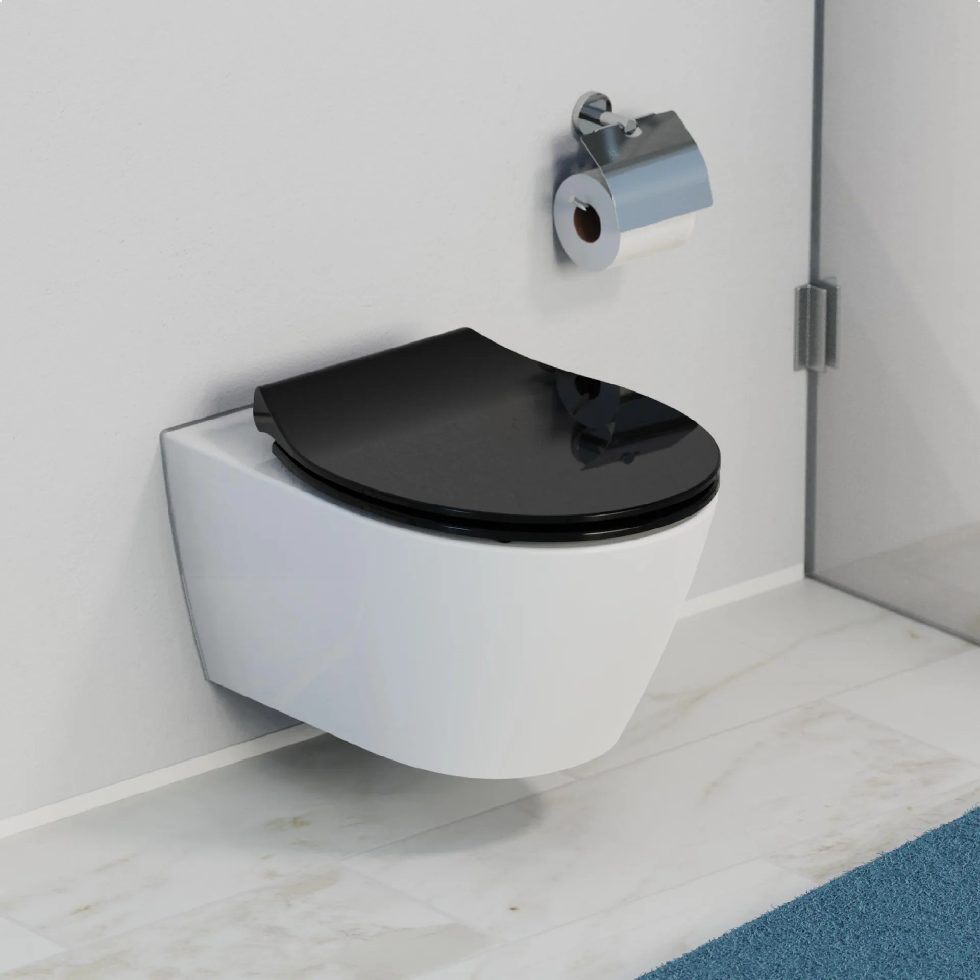 SCHÜTTE SLIM BLACK WC-Sitz, Kunststoff, mit Absenkautomatik und Schnellverschluss