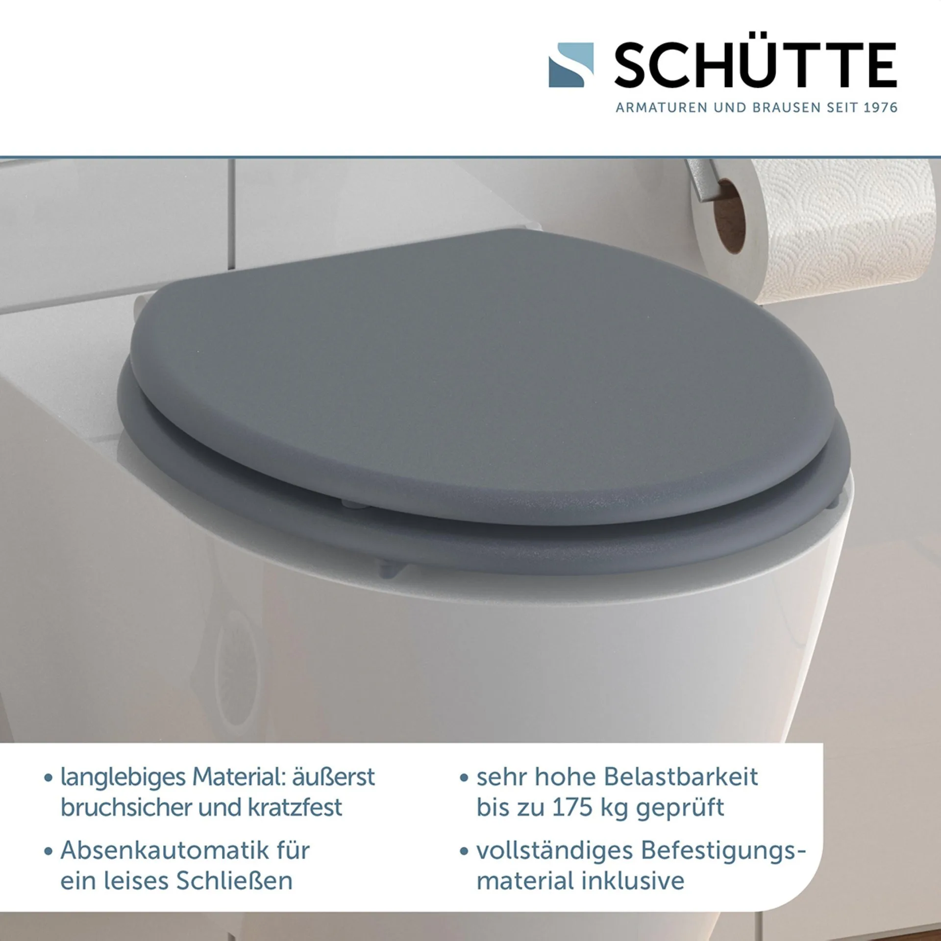 Schütte SPIRIT GREY WC-Sitz, mit Absenkautomatik