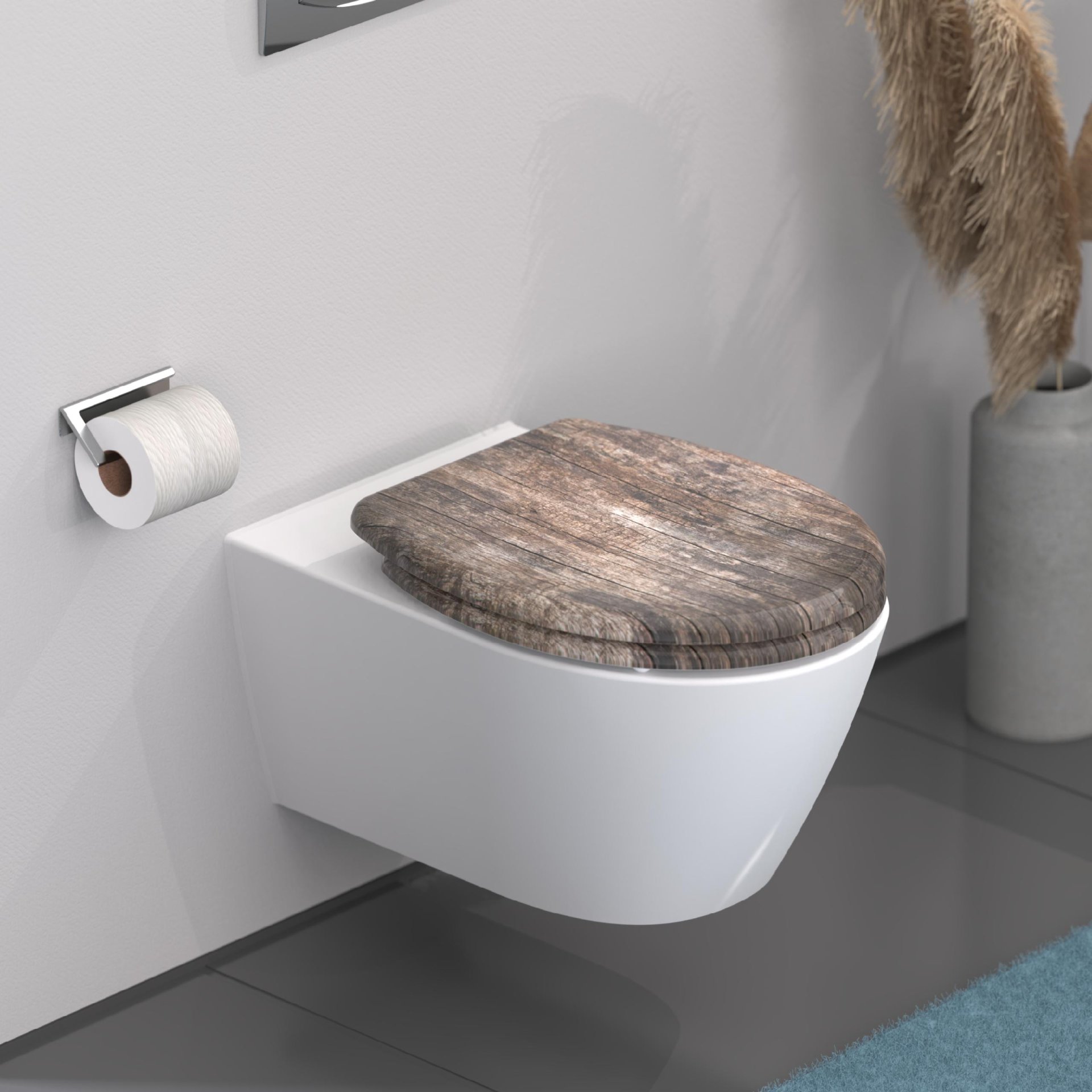 SCHÜTTE OLD WOOD WC-Sitz, Kunststoff, mit Absenkautomatik und Schnellverschluss