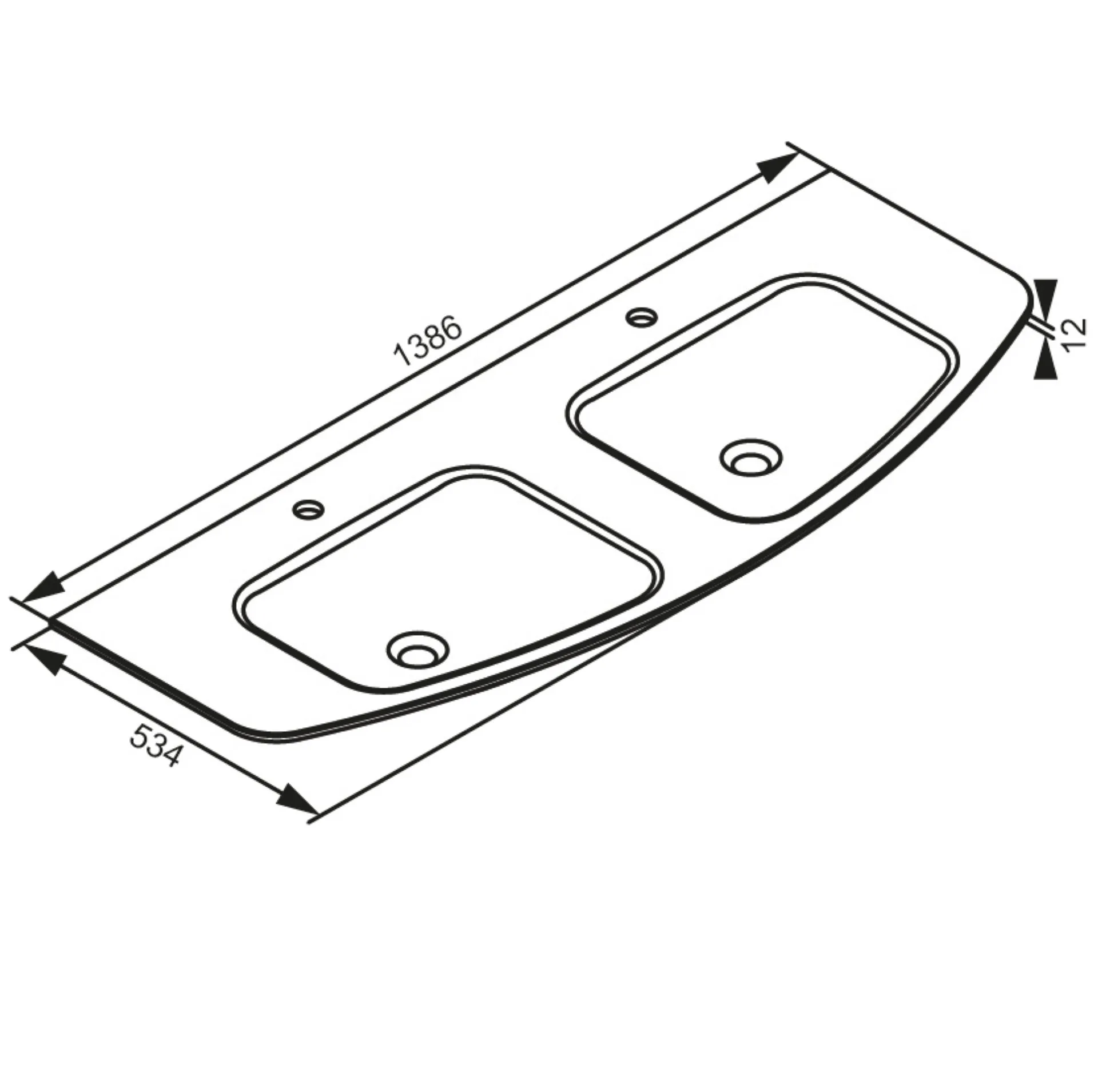 CLASSICO Doppel-Waschtisch  Mineralguss  weiß, 139 cm