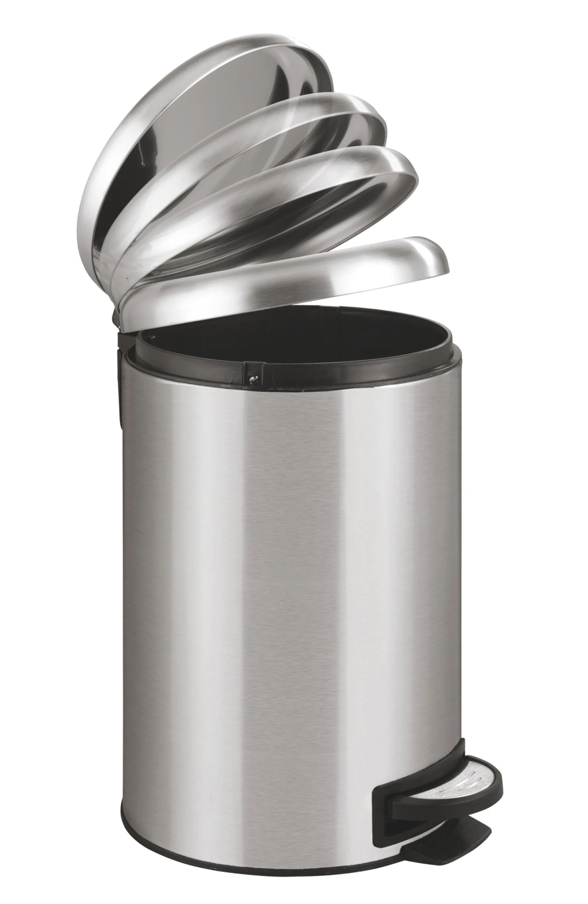 WENKO LEMAN Mülleimer 12 Liter, Silber, Easy Close, Edelstahl