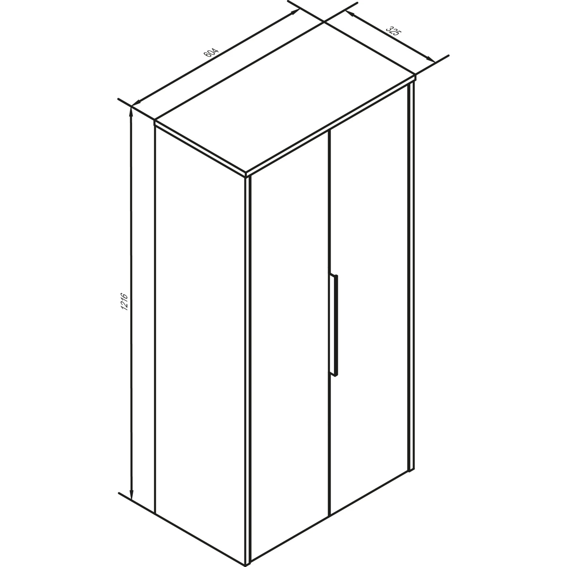 LANZET VIDRO Doppel Midischrank 60 cm breit, Braun/Marmor Grau