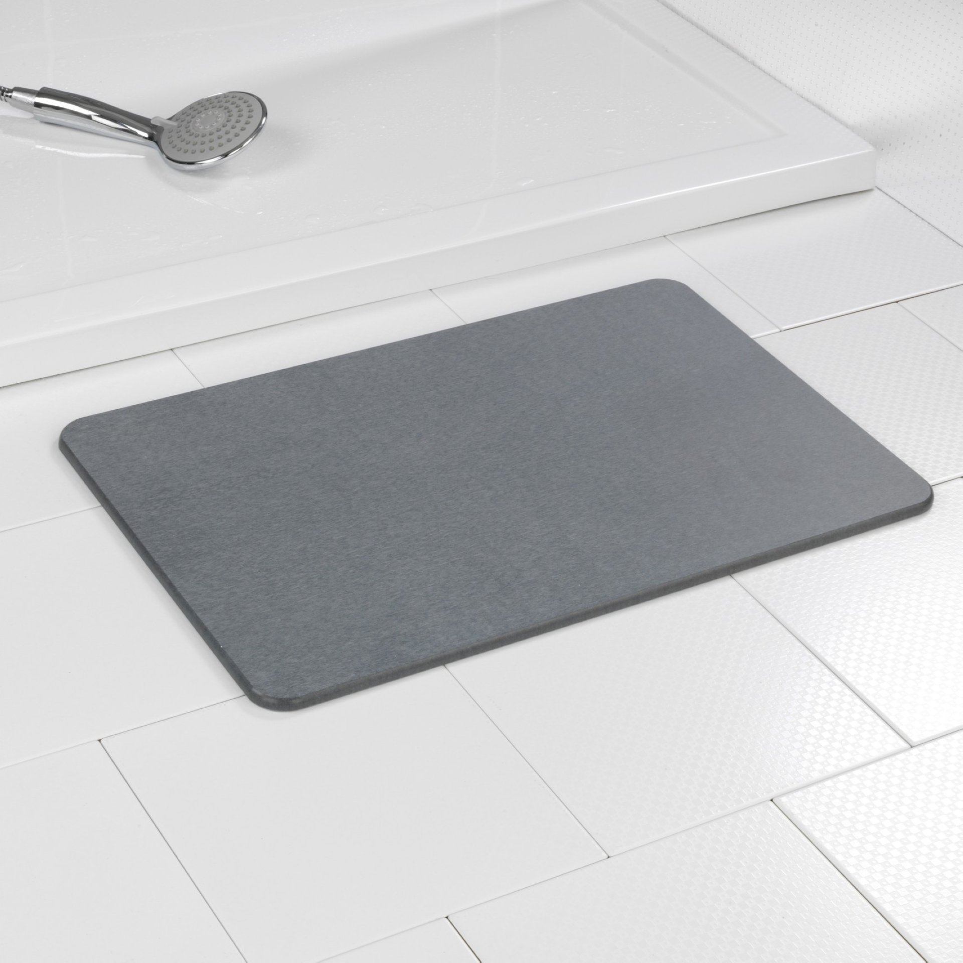 WENKO SIMI Badematte 60 x 39 cm, Grau, aus natürlichem Diatomit