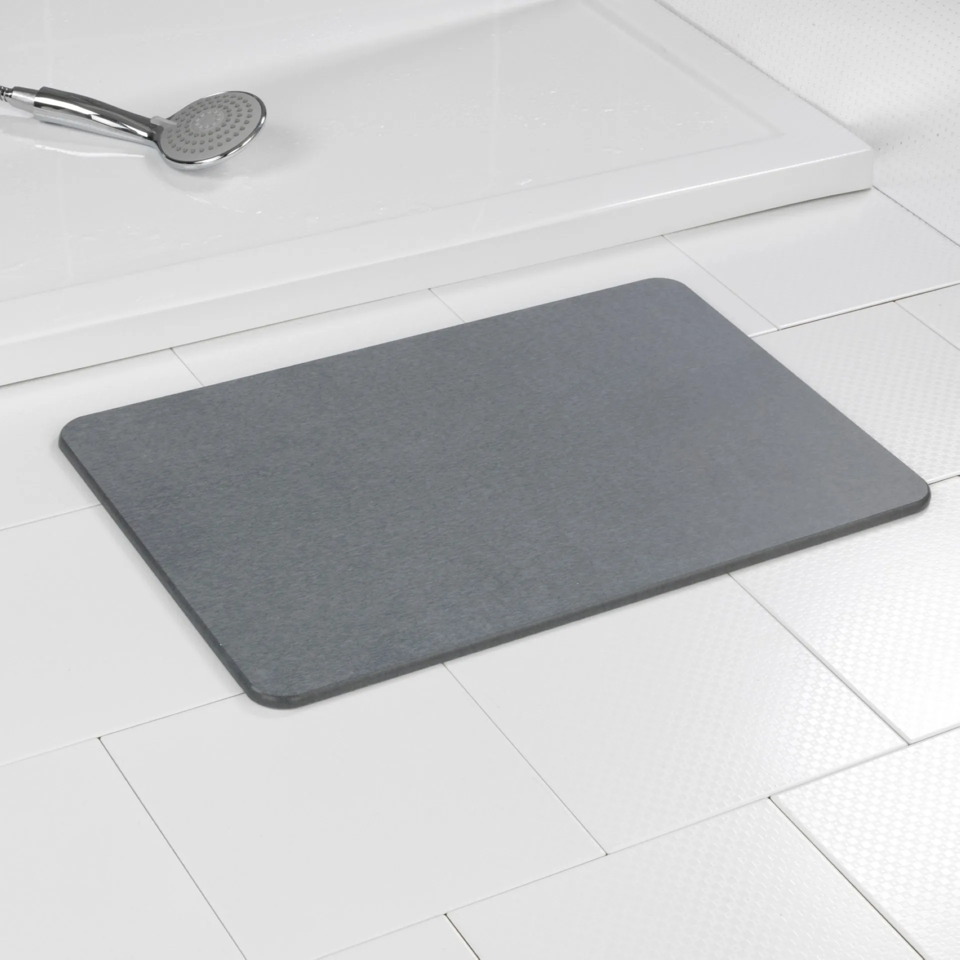 WENKO SIMI Badematte 60 x 39 cm, Grau, aus natürlichem Diatomit