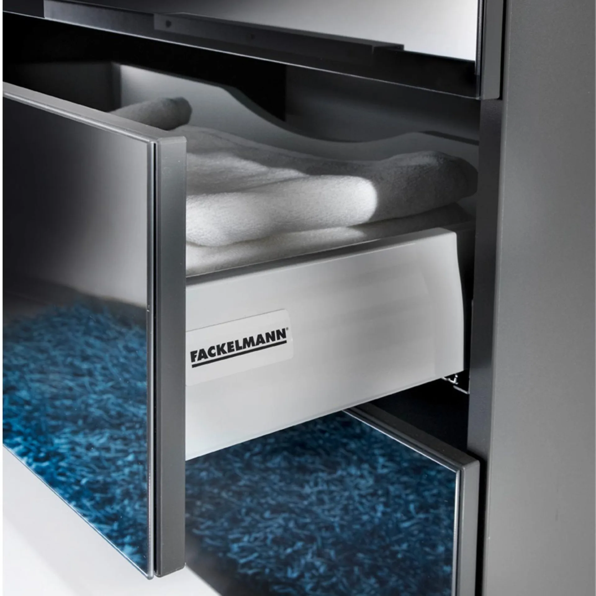 FACKELMANN KARA Waschbecken mit Unterschrank 80 cm breit, Anthrazit, Waschbecken Gussmarmor Weiß, 2 Schubladen