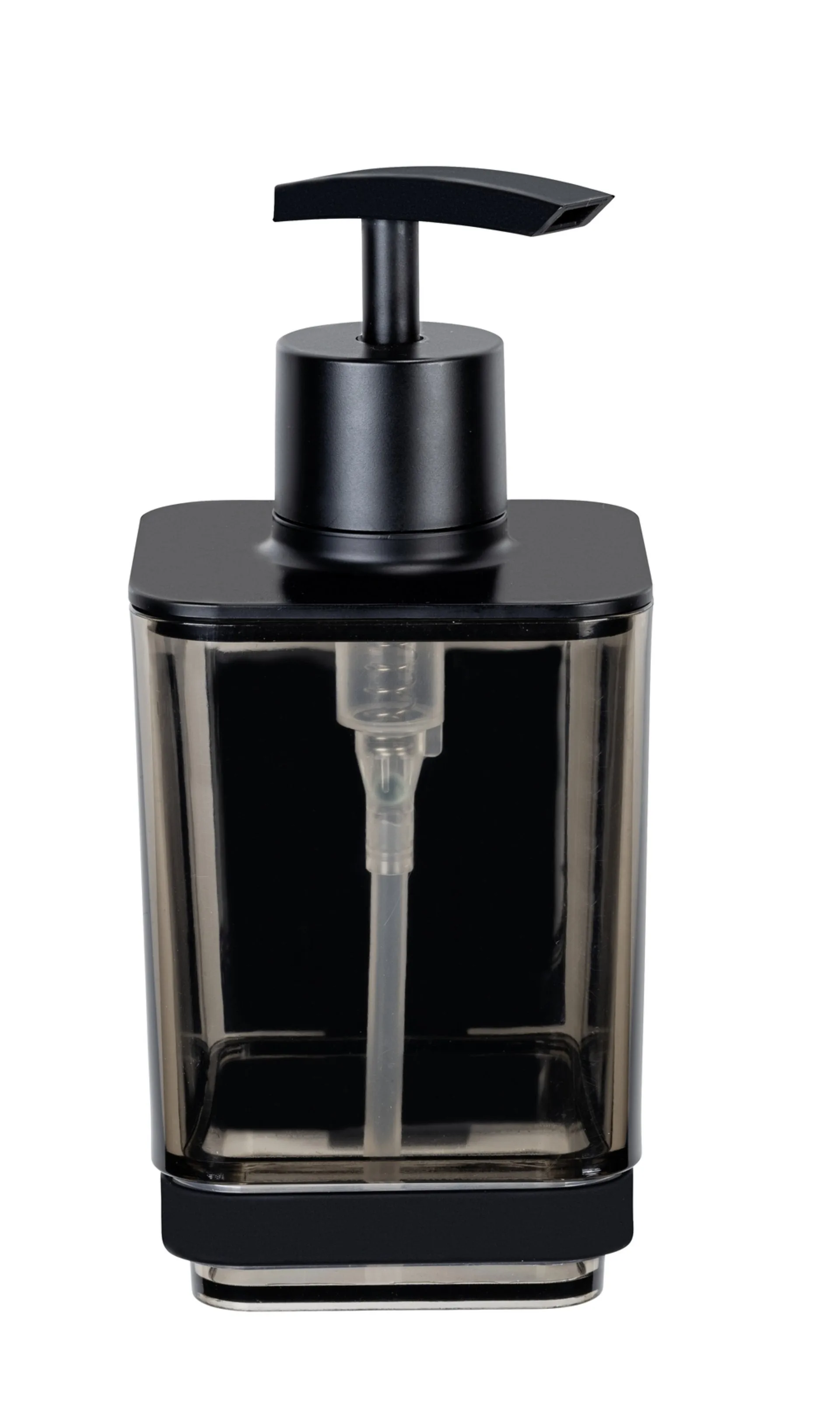 WENKO QUADRO Seifenspender 340 ml, Schwarz, Edelstahl rostfrei, Vacuum-Loc