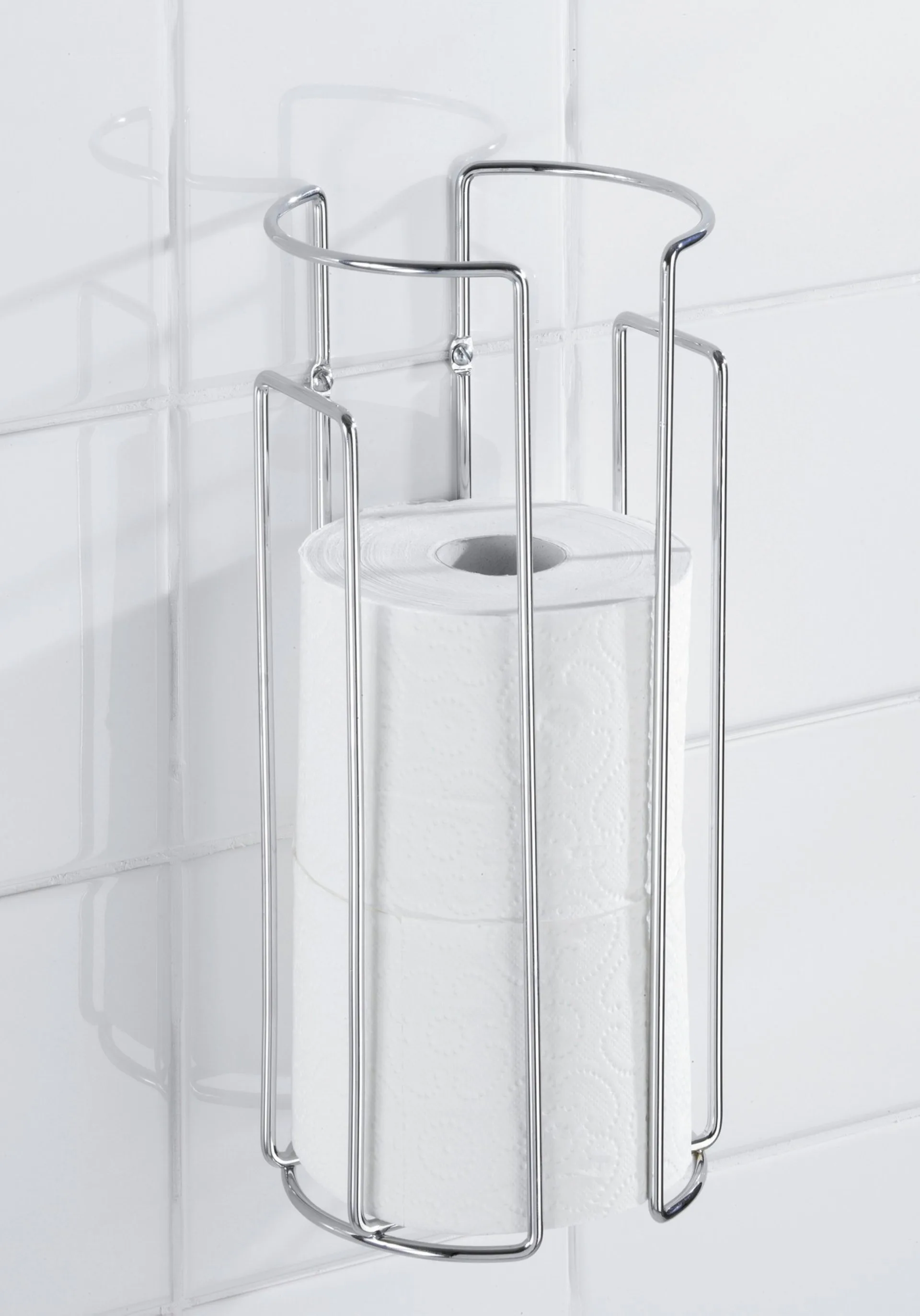 WENKO Toilettenpapier-Ersatzrollenhalter Chrom, 2er Set, für 3 Rollen