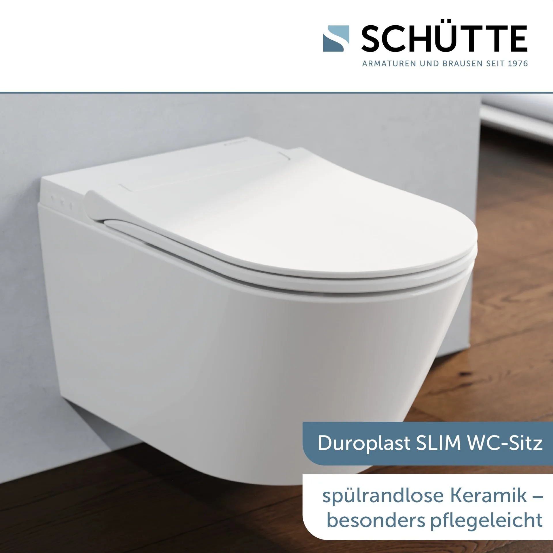 Schütte CESARI PREMIUM Dusch WC, Weiß, spülrandlos, Slim