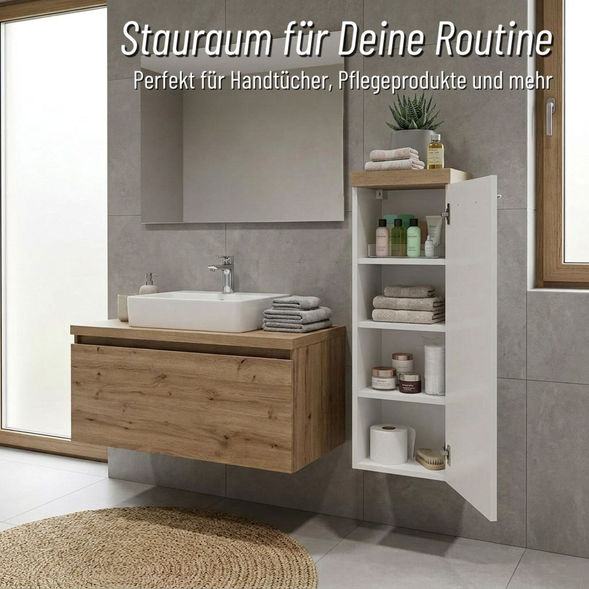 BADEDU OKA Midischrank 33 cm breit, Weiß