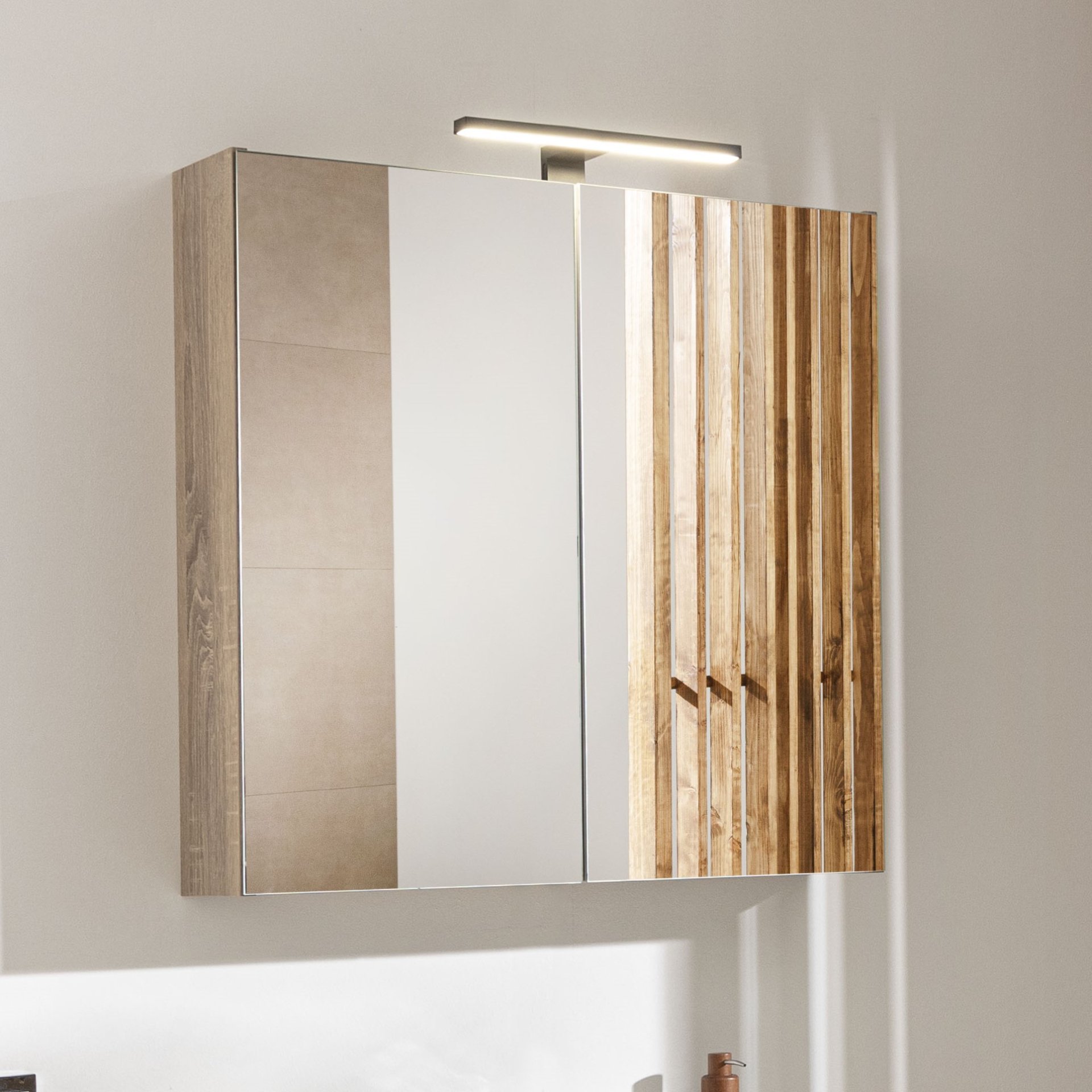 FACKELMANN COMPACT LINE Spiegelschrank 70 cm breit, Braun