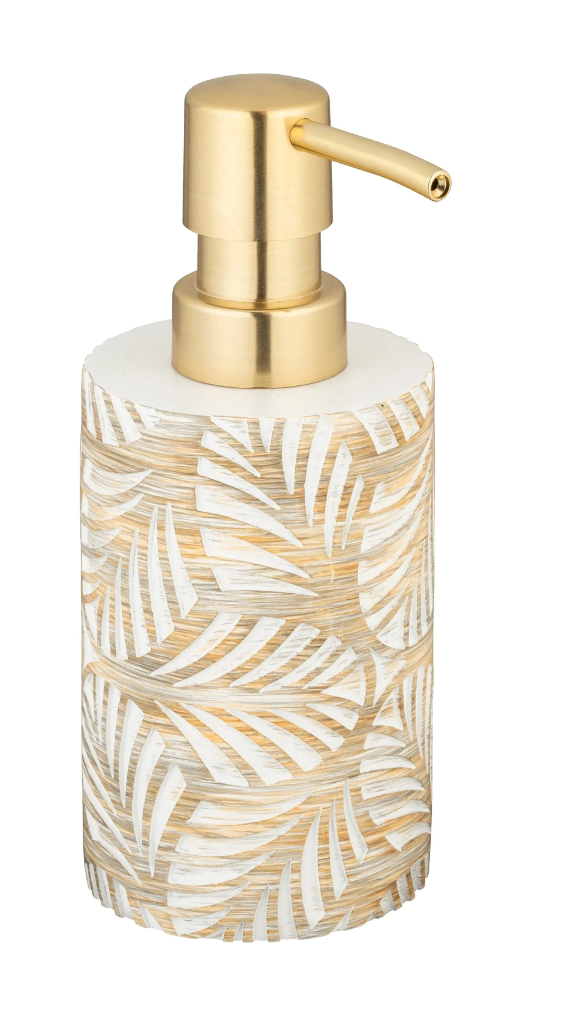 WENKO TERRALBA Accessoire Set, Weiß/Gold, Zahnputzbecher, Seifenspender, Keramik