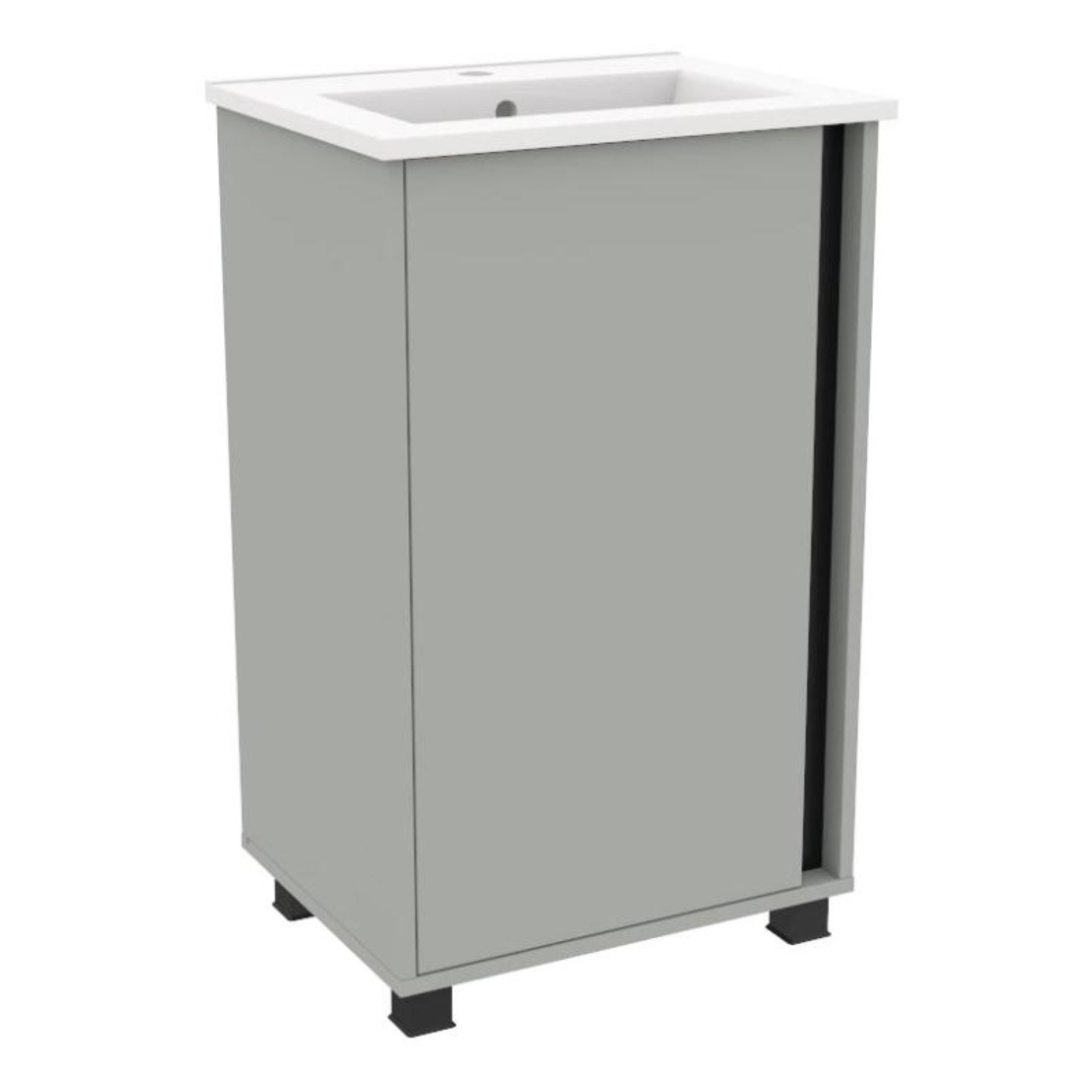 BADEDU LULE Gäste WC Waschtisch Set  51 cm breit, Grau, Waschbecken Keramik Weiß, mit Füßen