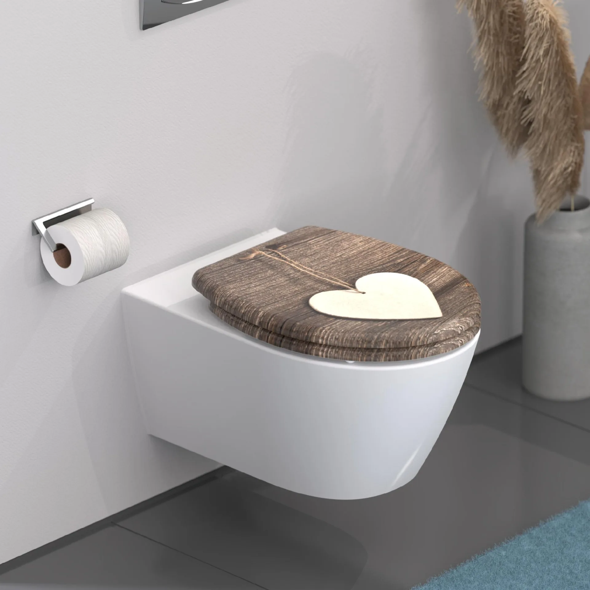 SCHÜTTE WOOD HEART WC-Sitz, Kunststoff, mit Absenkautomatik und Schnellverschluss