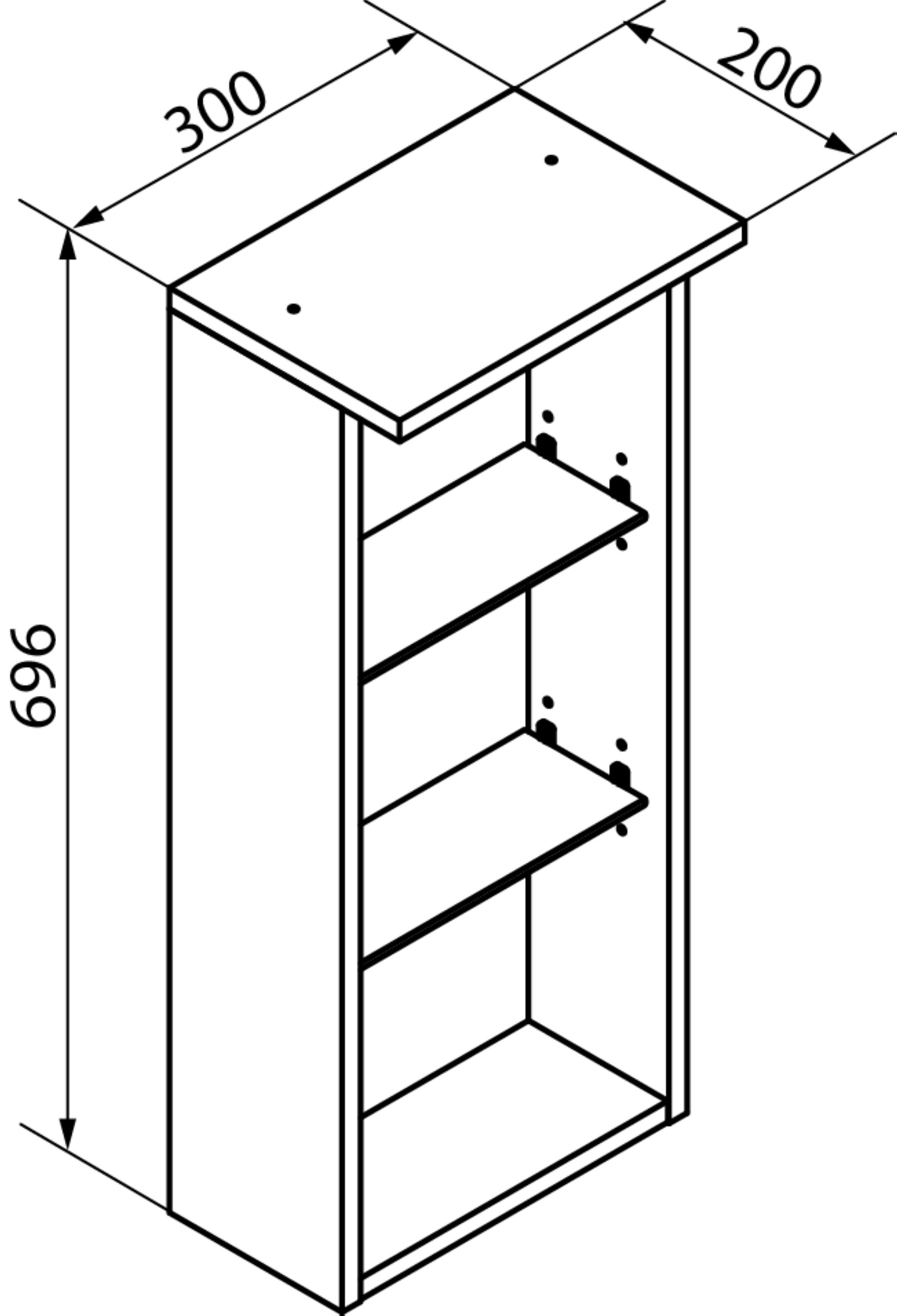 Fackelmann OXFORD Badregal, 3 Fächer, 30 cm breit, Braun hell