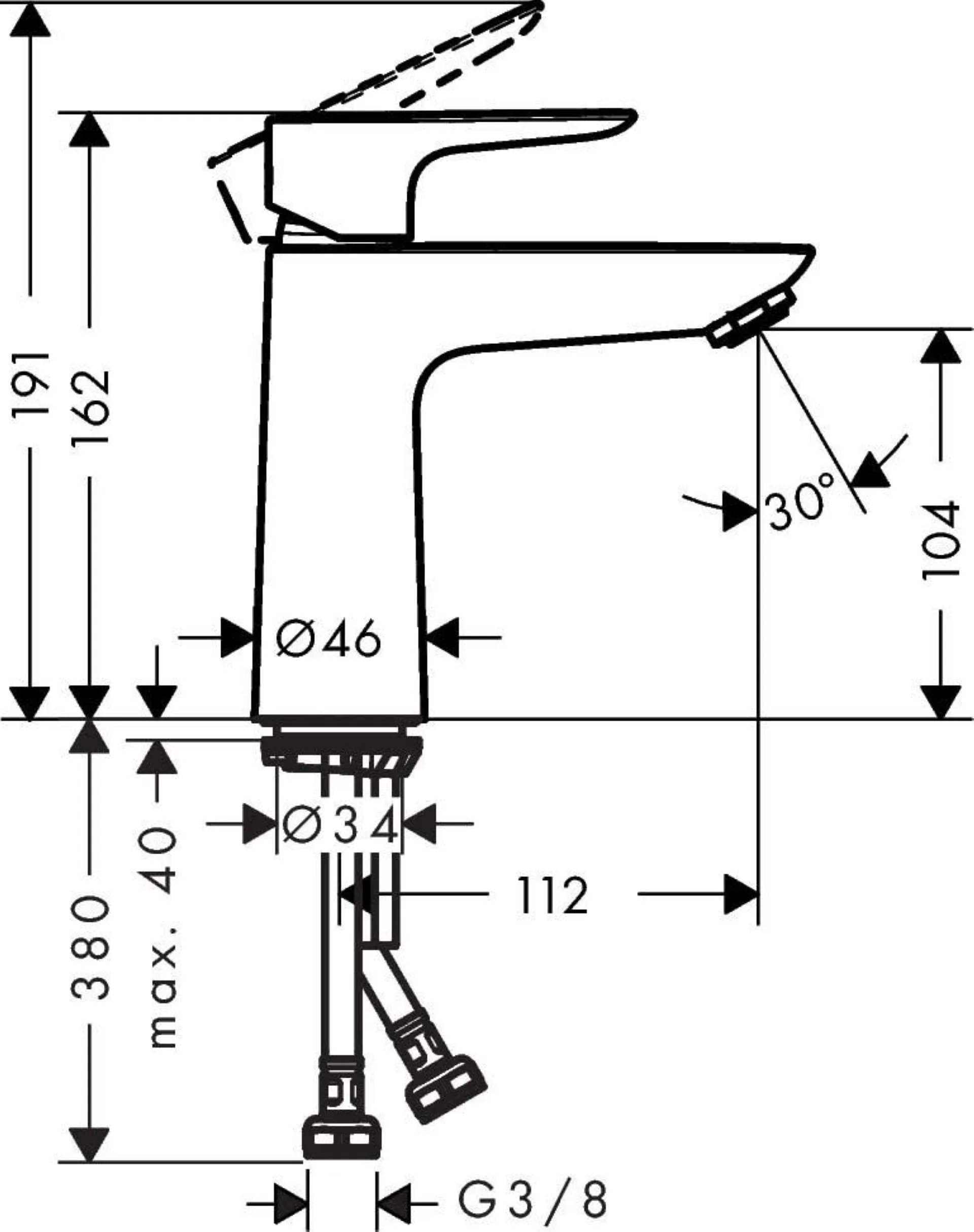 HANSGROHE TALIS E 110 Waschtischarmatur, Chrom, ohne Ablaufgarnitur