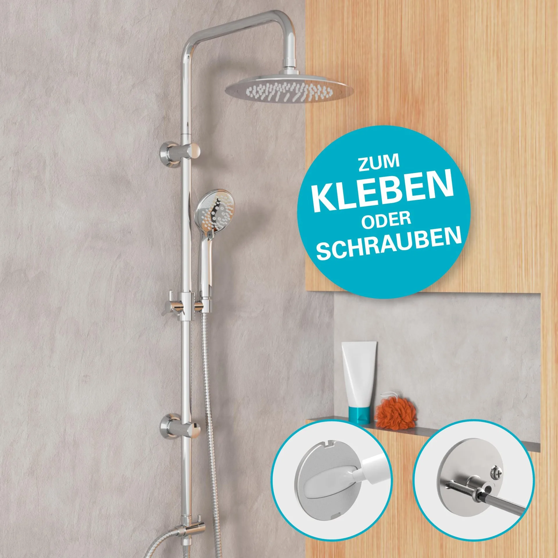 EISL Überkopf-Brauseset, Chrom, zum Kleben