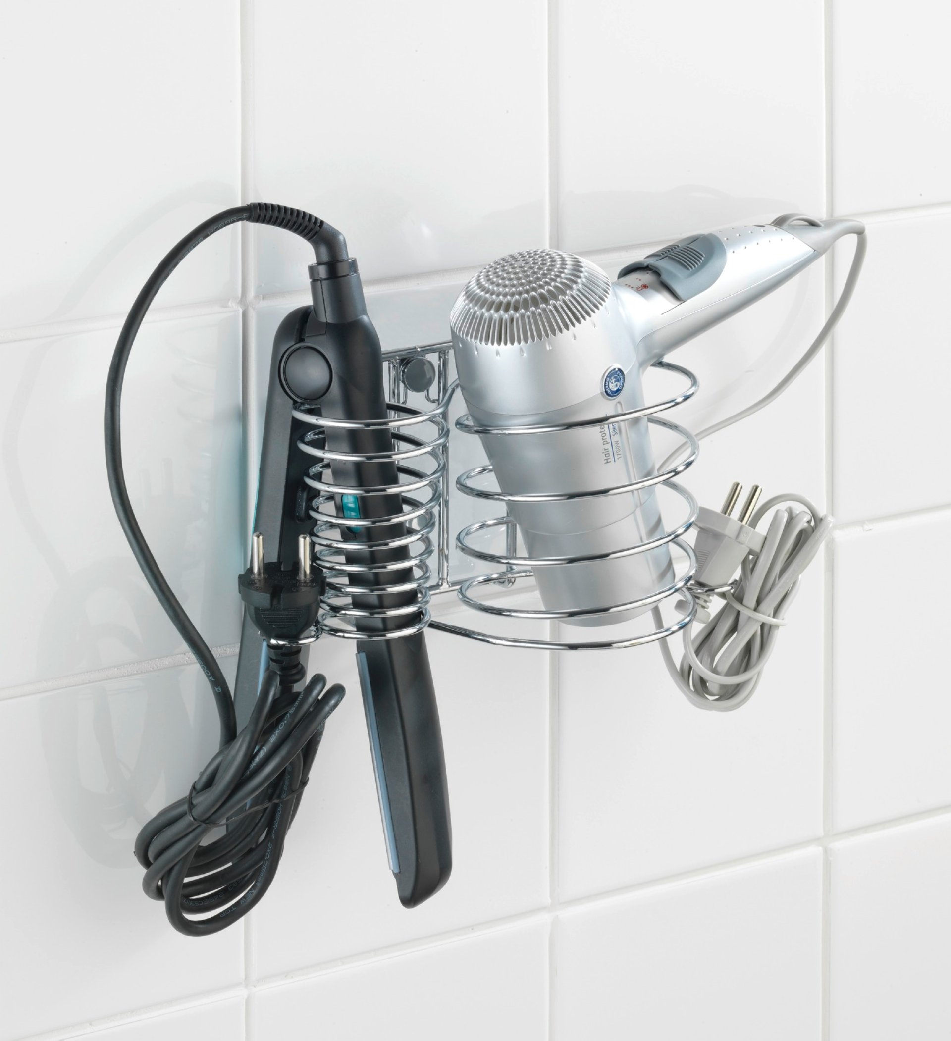 WENKO MILANO Fönhalter und Glätteisenhalter, Chrom