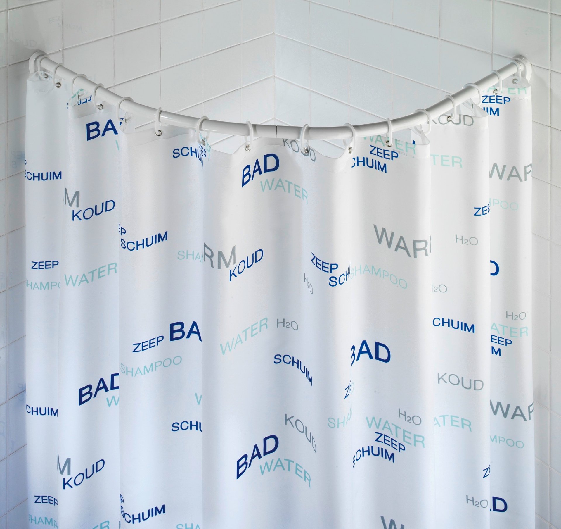 WENKO Duschstange 80 x 80 / 90 x 90 cm, Weiß, Rund