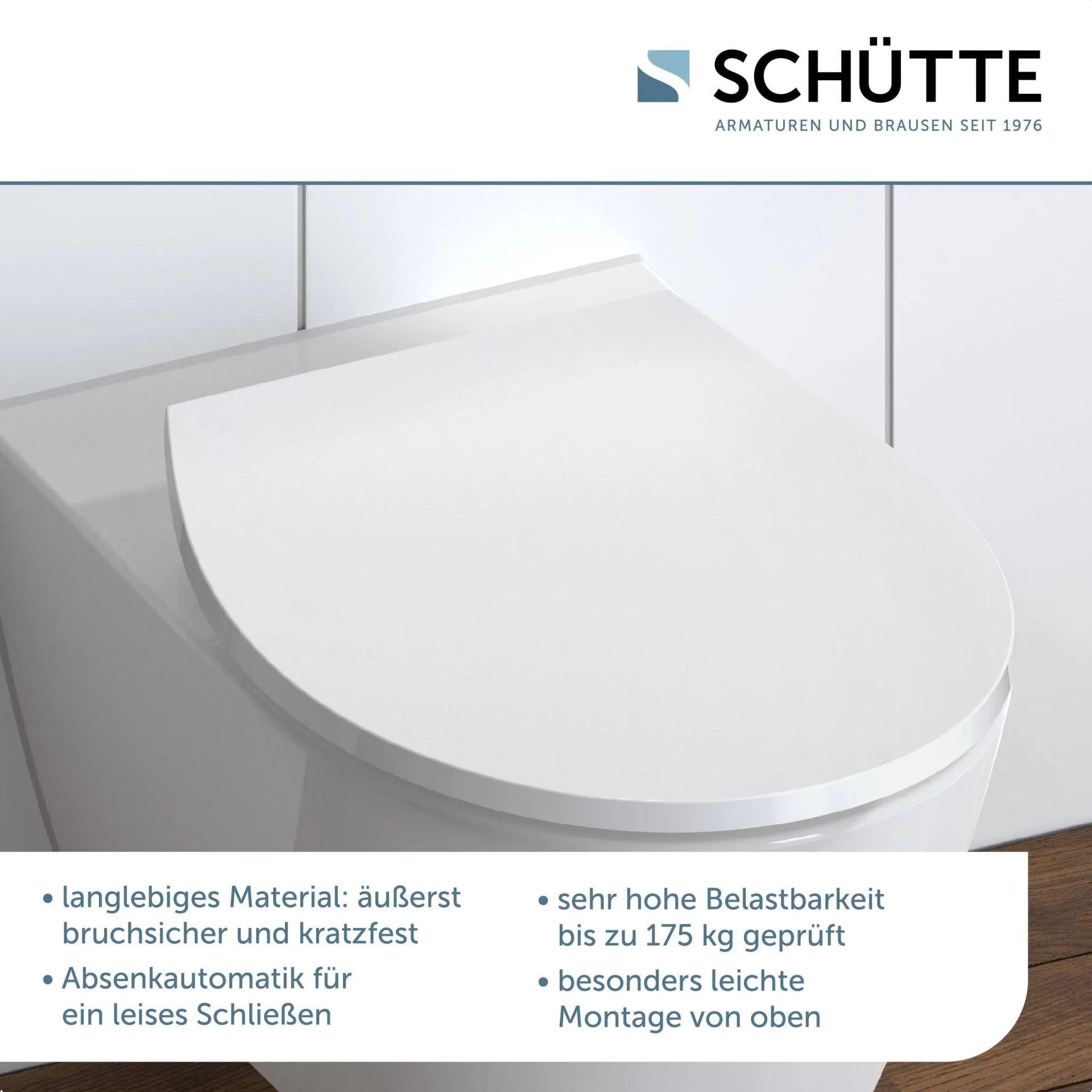 SCHÜTTE LED WC-Sitz, Weiß, Kunststoff, mit Absenkautomatik und Schnellverschluss