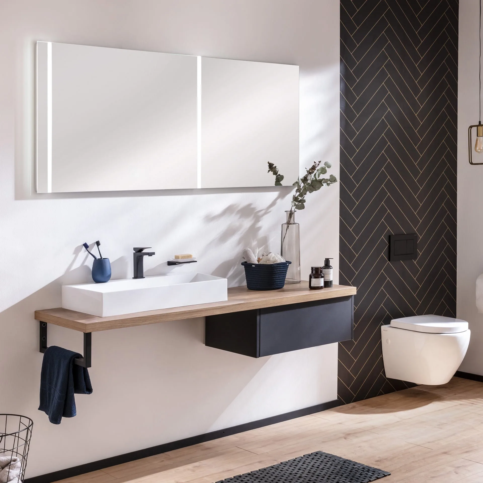 LANZET DUNE Waschbecken Gussmarmor 60 cm breit, Weiß matt