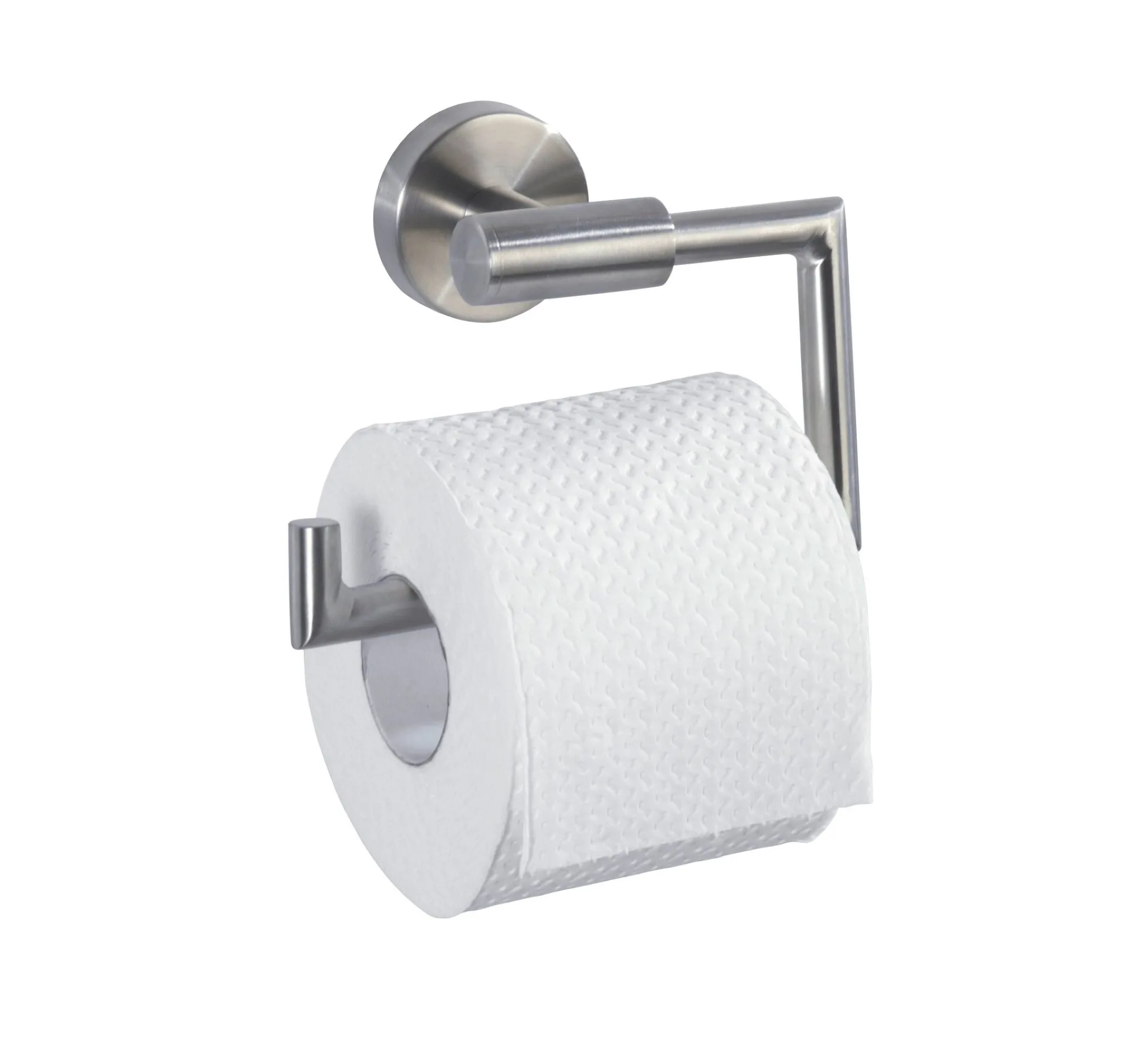 WENKO BOSIO Toilettenpapierhalter, Chrom matt, Edelstahl rostfrei