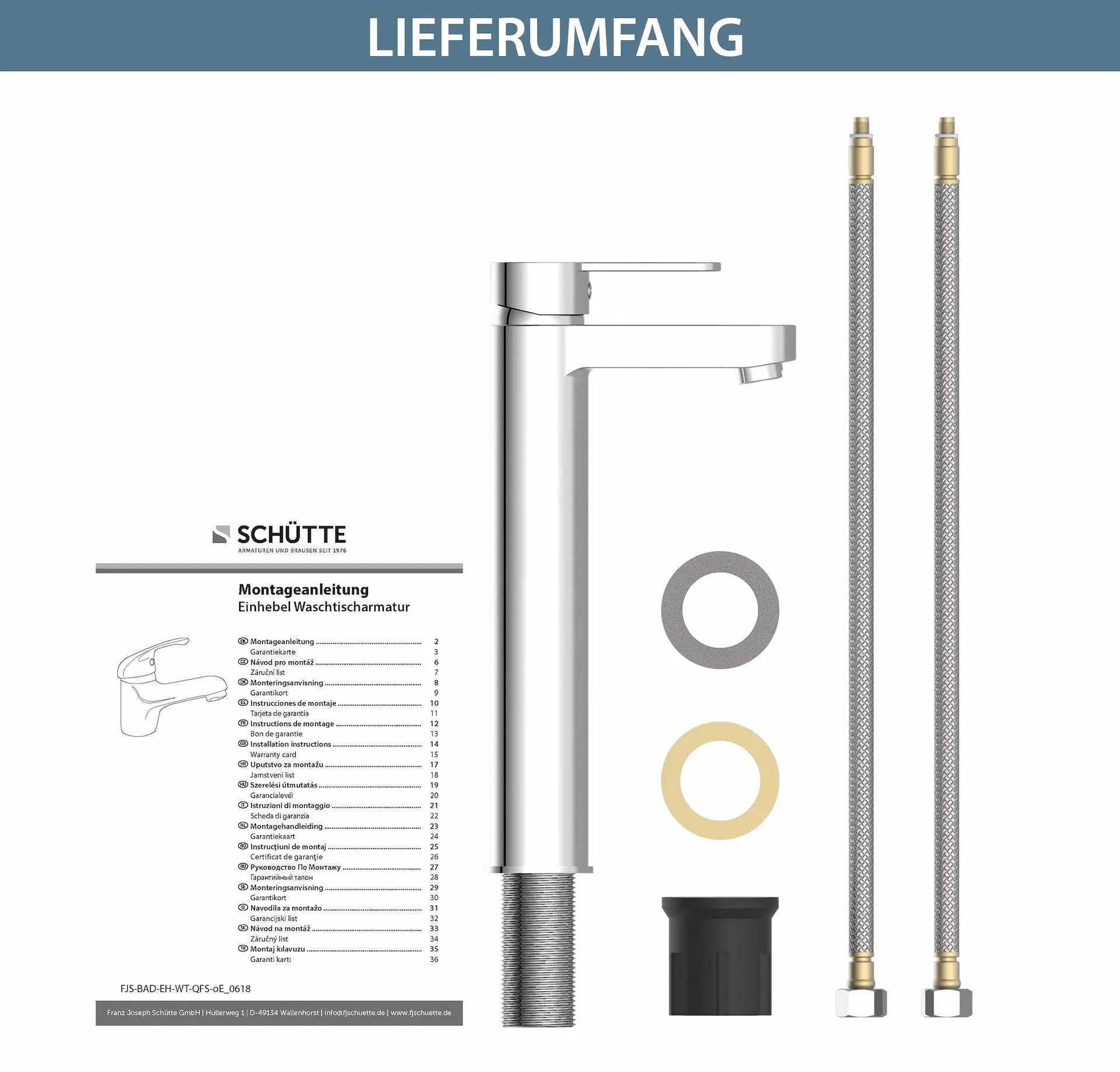 Schütte ELEPHANT Waschtischarmatur, Chrom, für Aufsatzwaschbecken