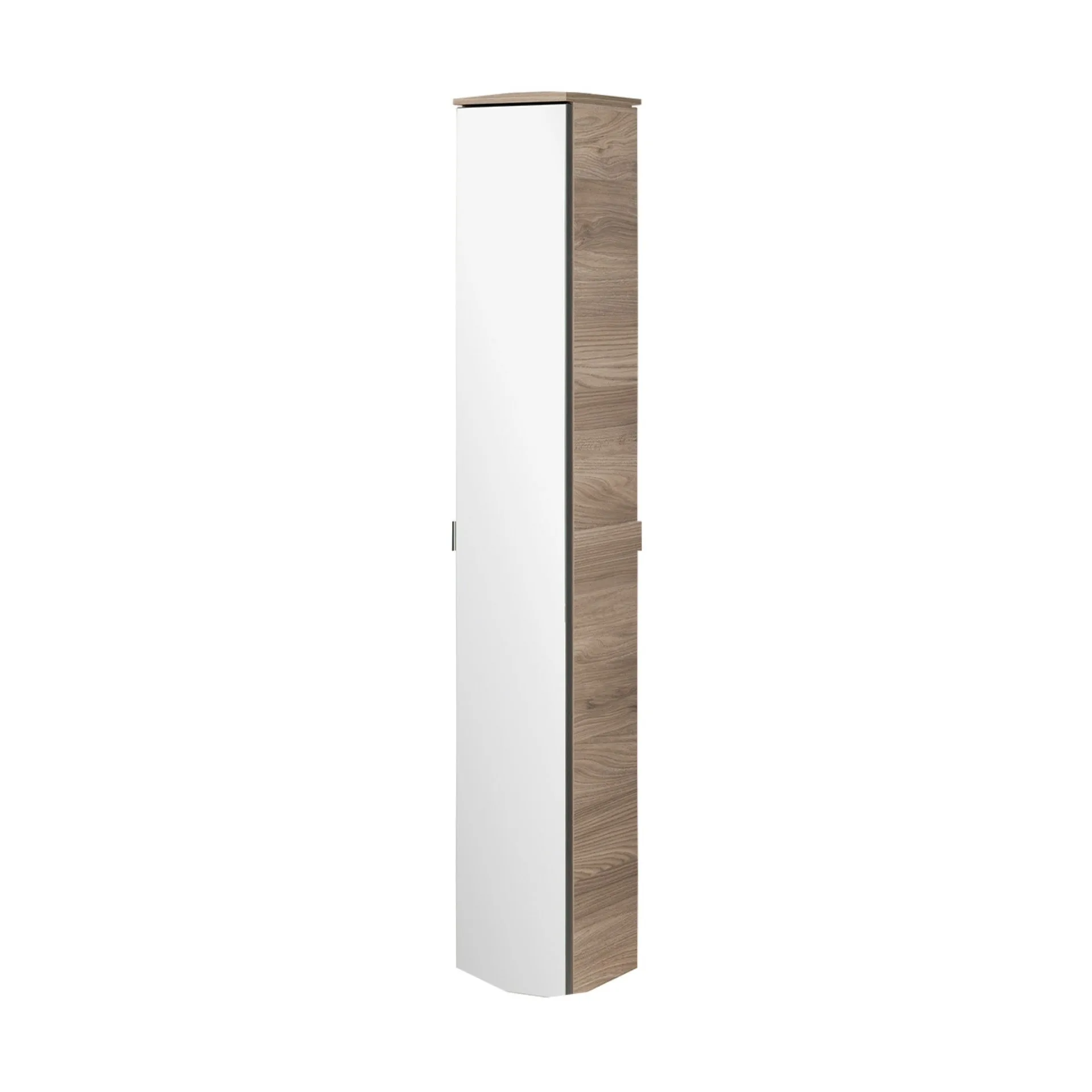 FACKELMANN LUXOR Hochschrank 20 cm breit, Braun hell, Türanschlag rechts + Spiegel