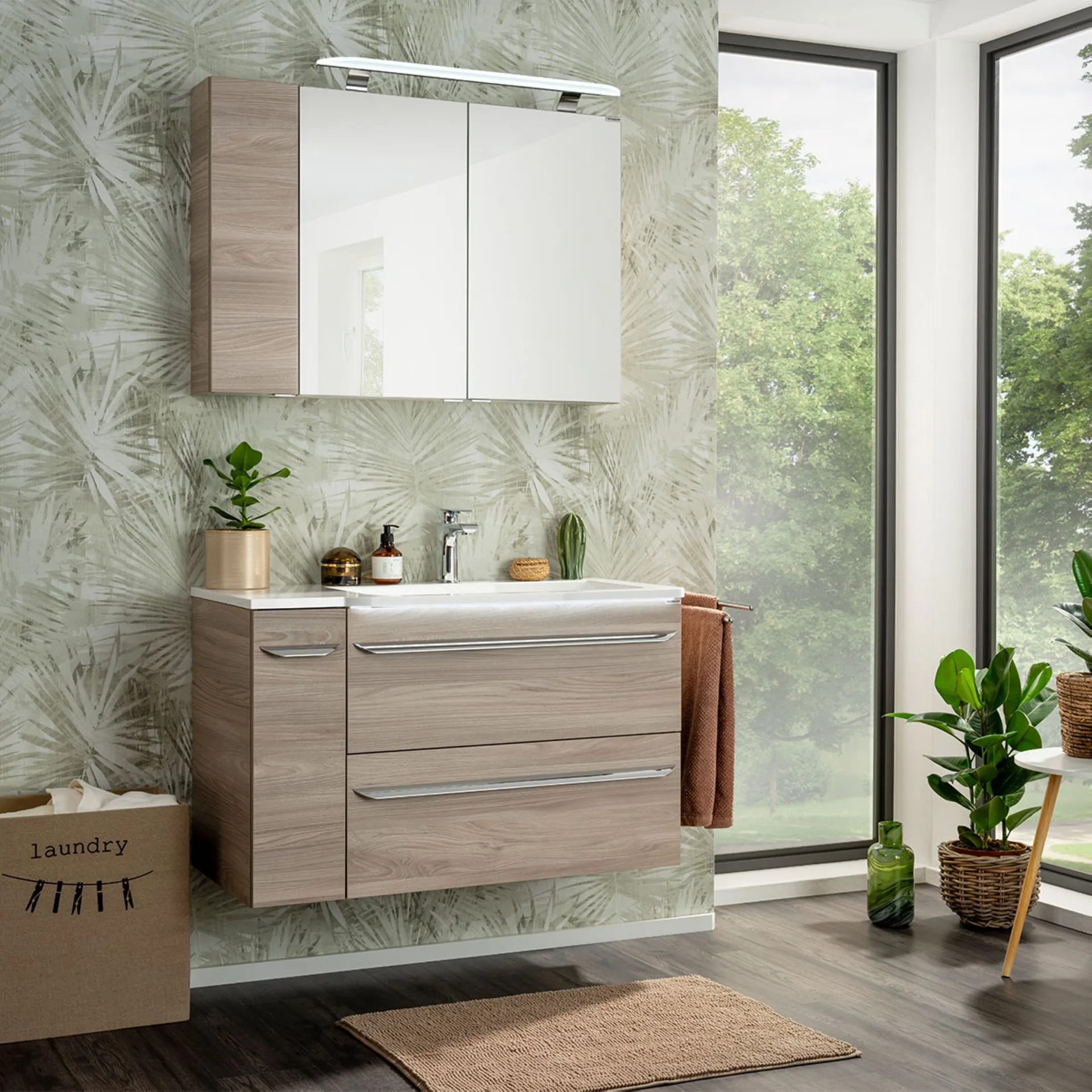 FACKELMANN LUXOR Hängeschrank 20 cm breit, Braun hell, Türanschlag links