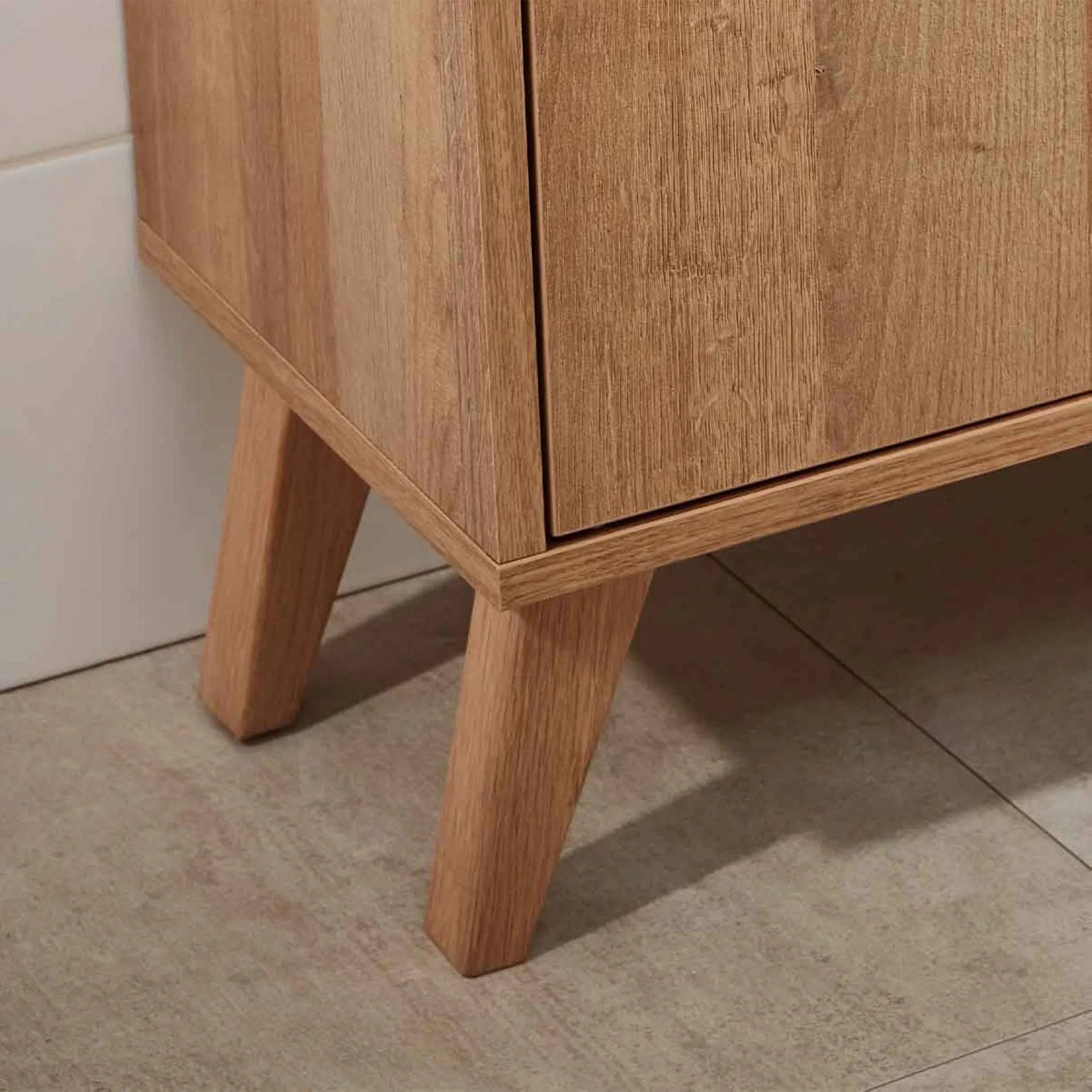 FACKELMANN FINN Doppel Midischrank + Waschbeckenunterschrank 60 cm breit, Braun hell, inklusive Holzfüße
