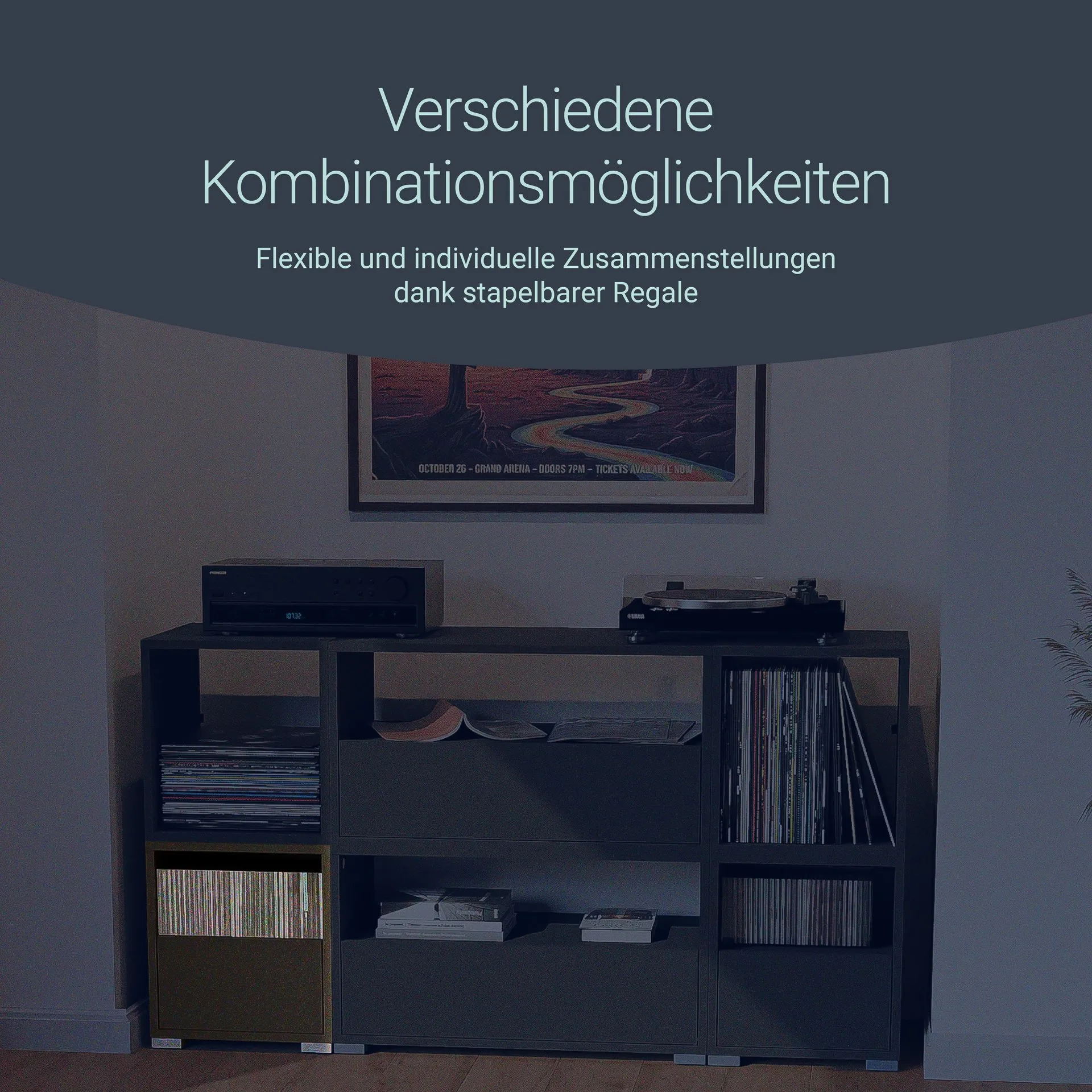 BADEDU VEER Regal 35 cm breit, Anthrazit, 2 Fächer mit Tür