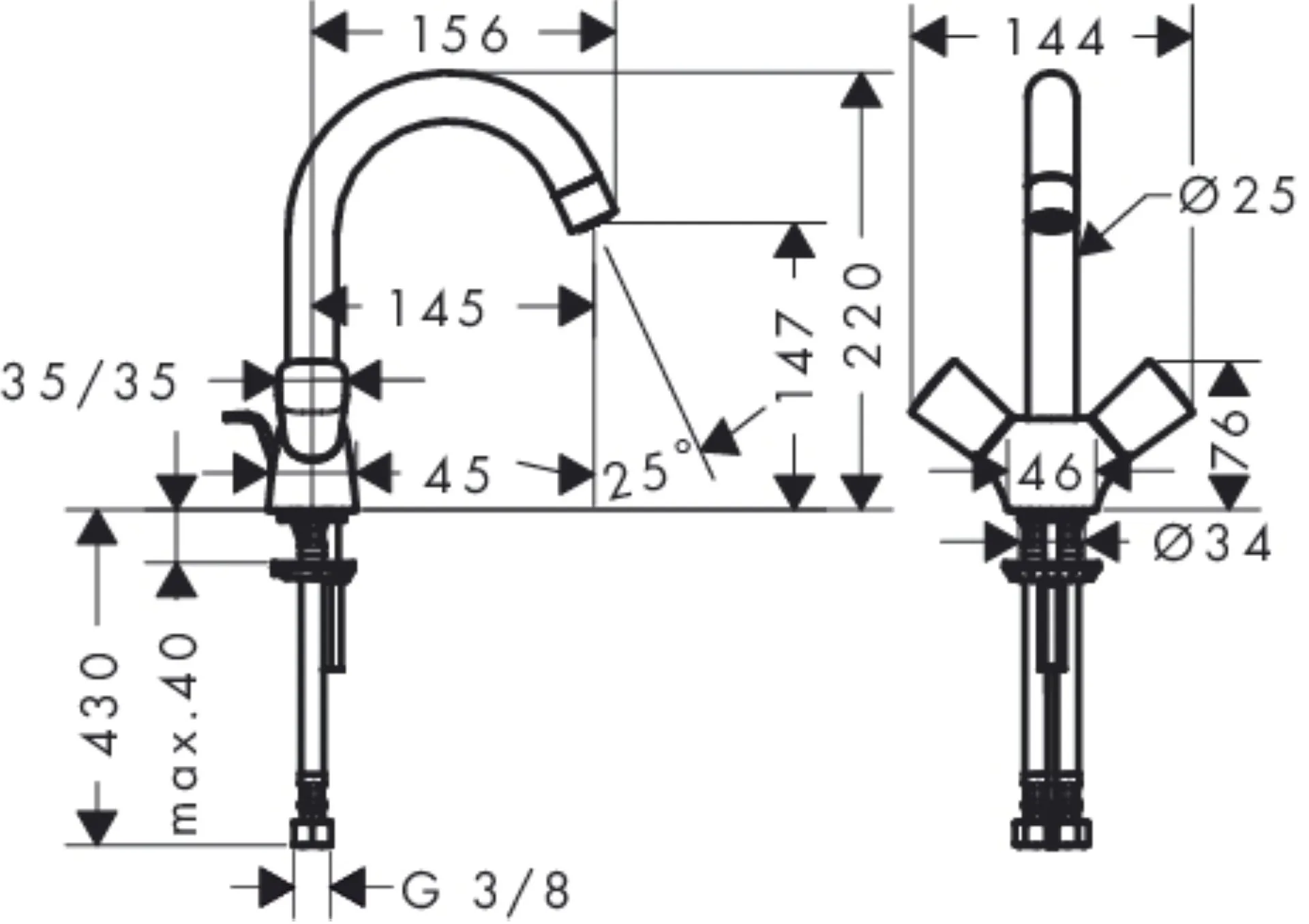 hansgrohe Waschtischarmatur 2G LOGIS Chrom