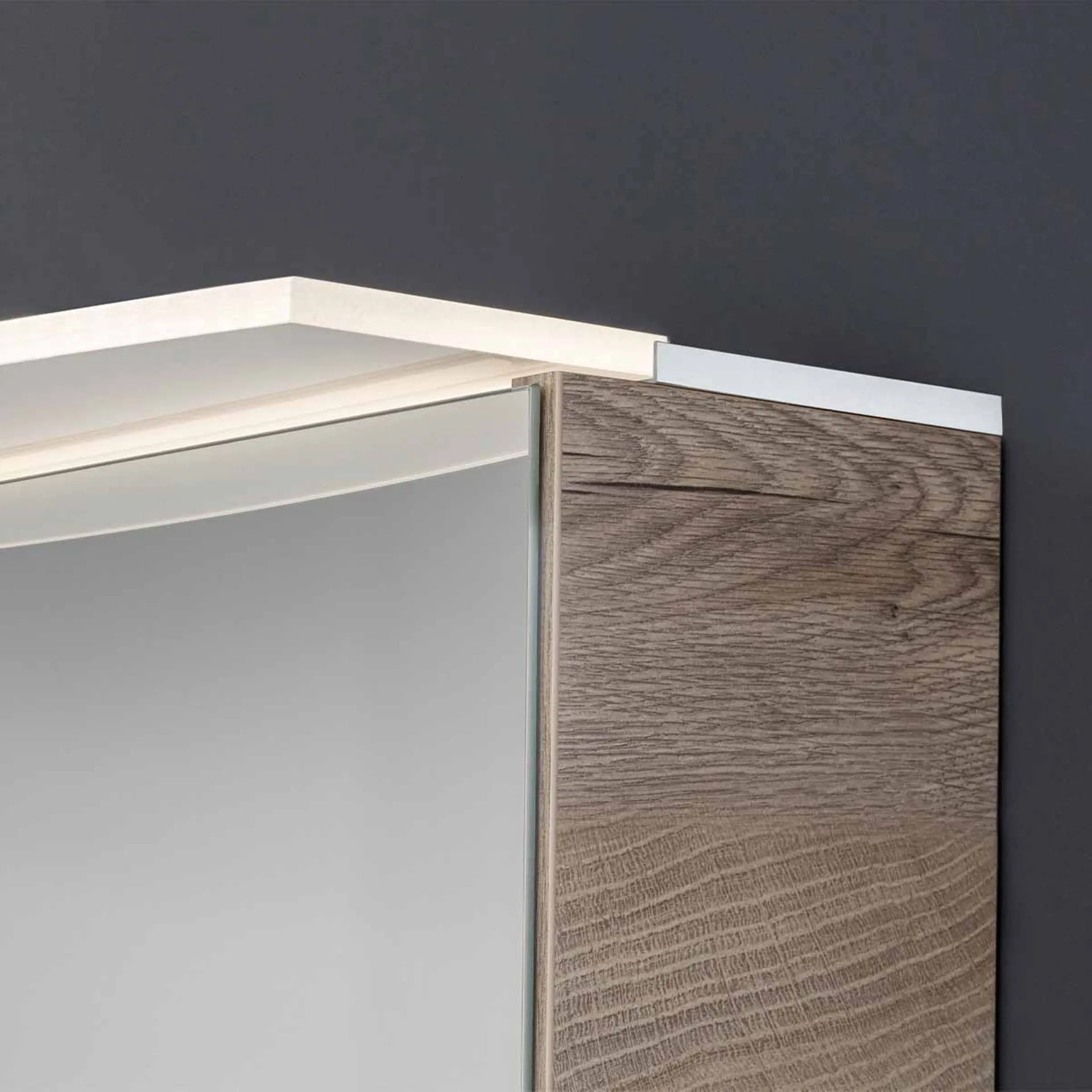 FACKELMANN B.STYLE LED Spiegelschrank 80 cm breit, Braun hell