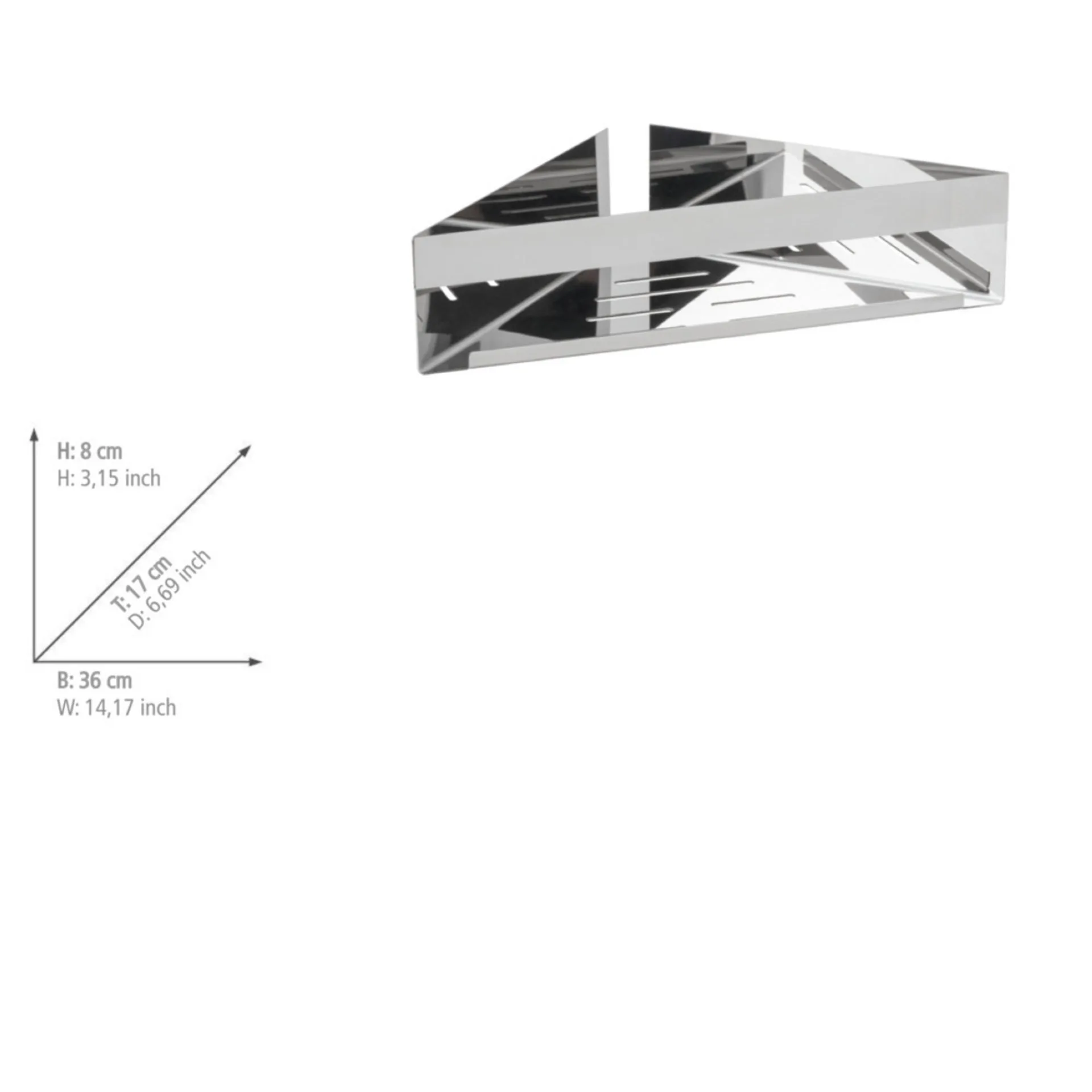 WENKO GENOVA Dusch Eckablage 36 cm breit, Chrom glänzend, Befestigen ohne Bohren
