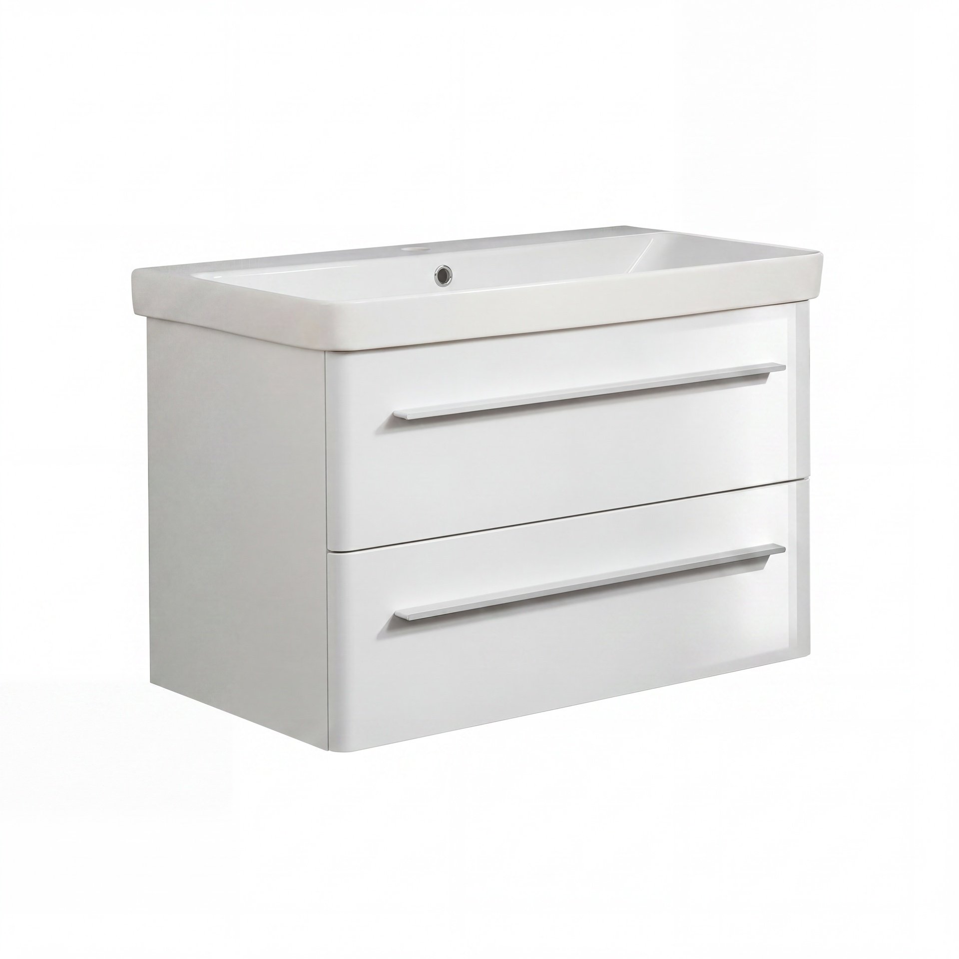 LANZET K8 Waschbecken mit Unterschrank 80 cm breit, Weiß, Waschbecken Keramik Weiß