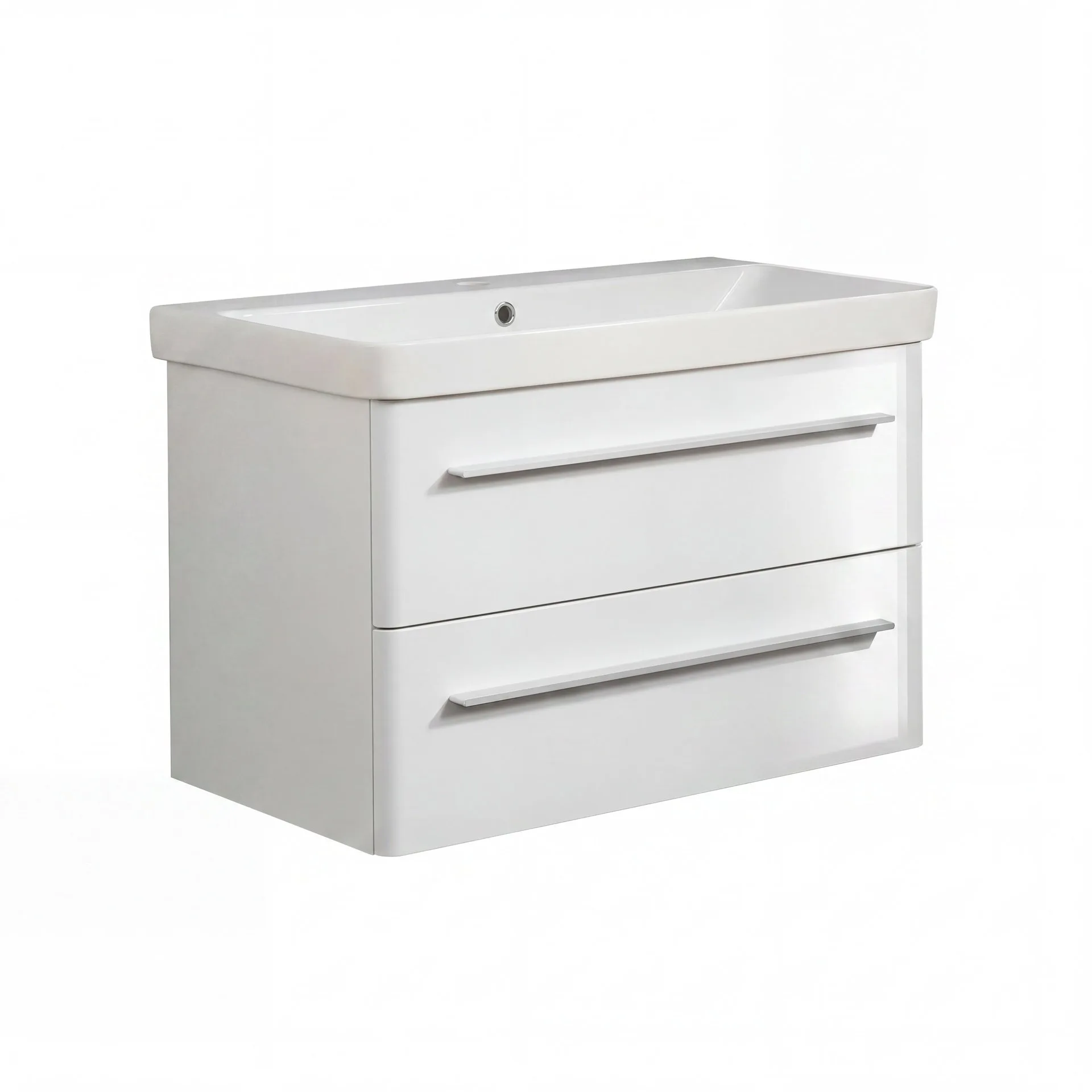 LANZET K8 Waschbecken mit Unterschrank 80 cm breit, Weiß, Waschbecken Keramik Weiß