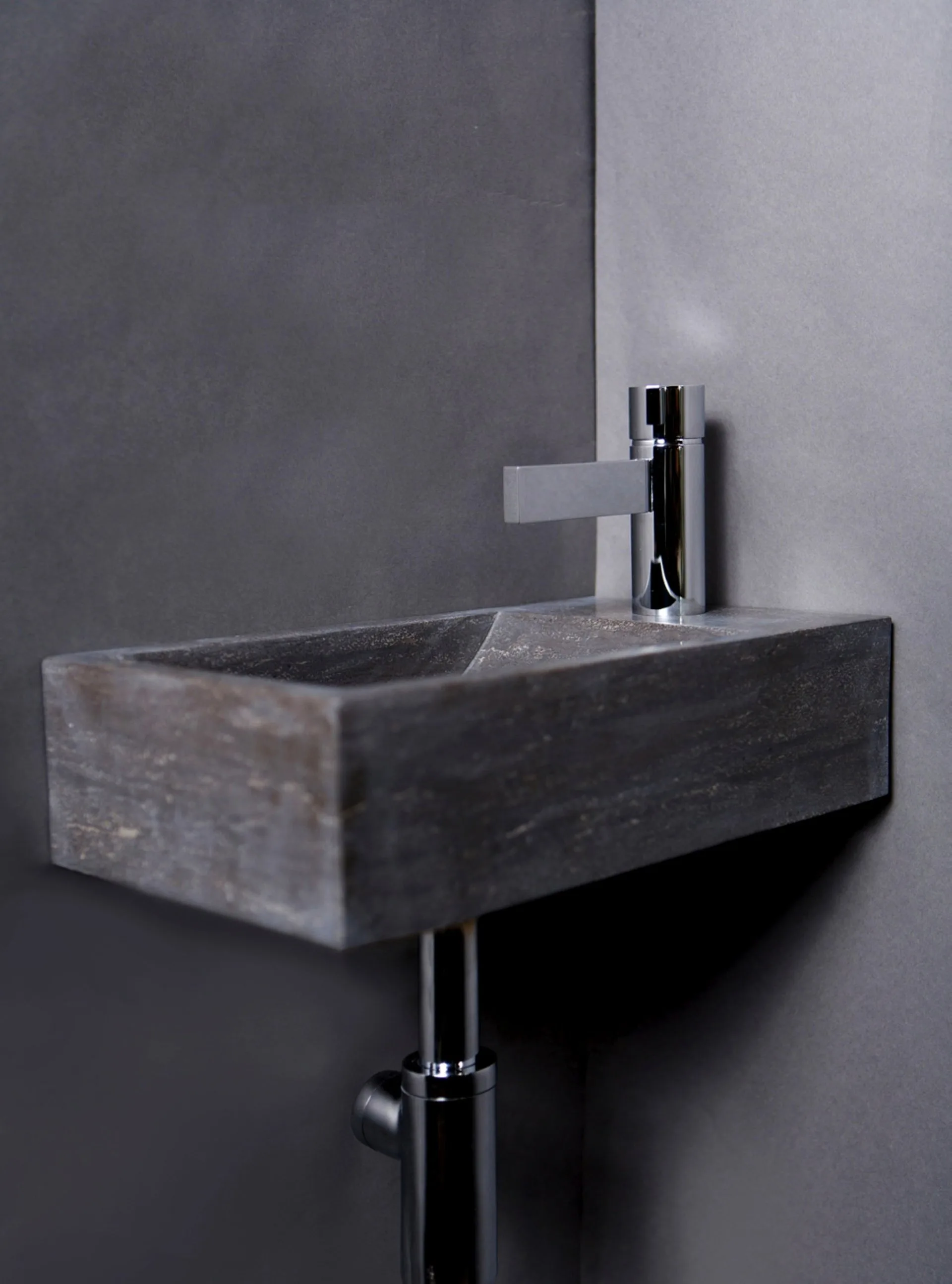 Waschbecken Naturstein VENETIA (40 cm) Bluestone, mit Hahnloch, 100074