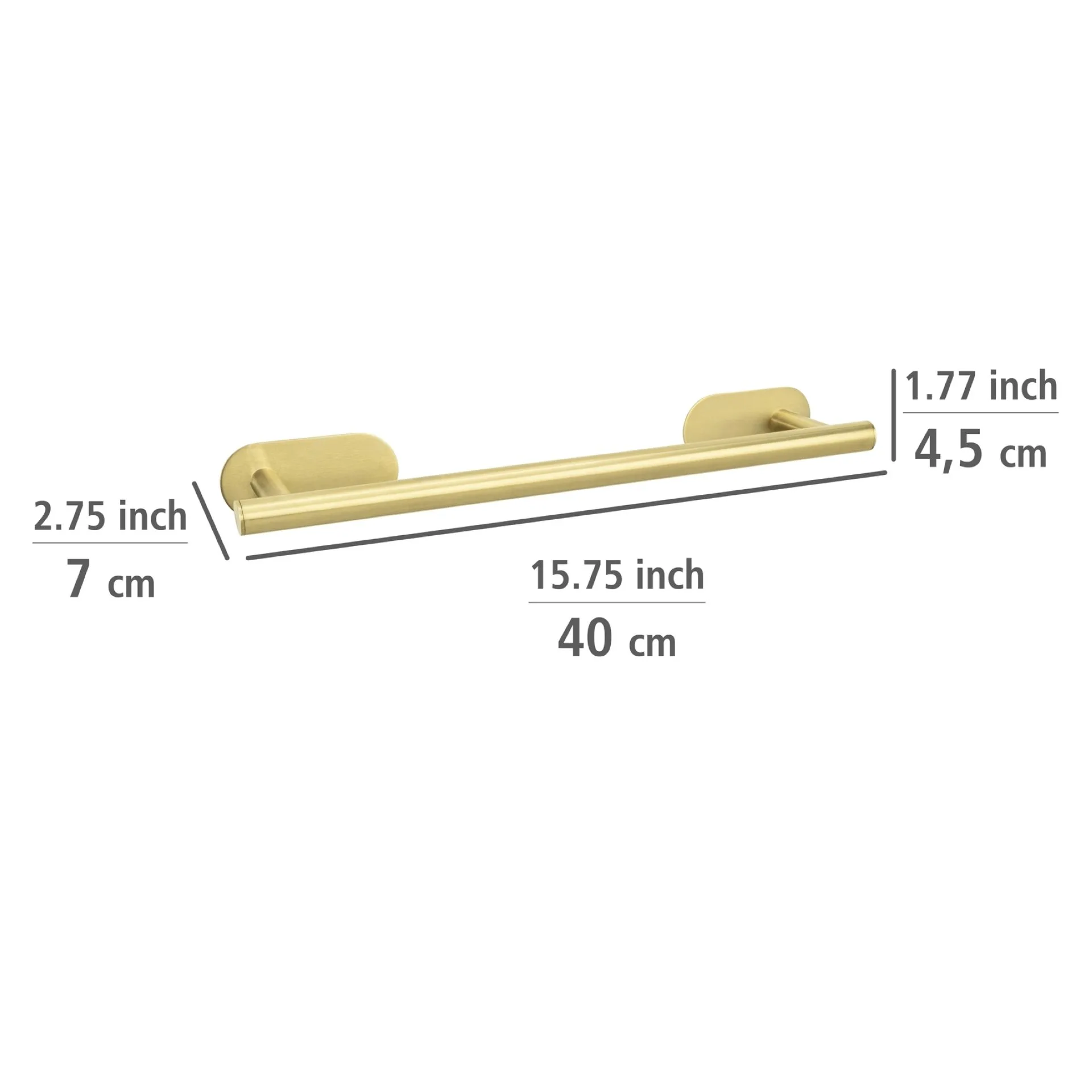 WENKO OREA Handtuchhalter 40 cm, Gold matt, Edelstahl, Befestigen ohne Bohren