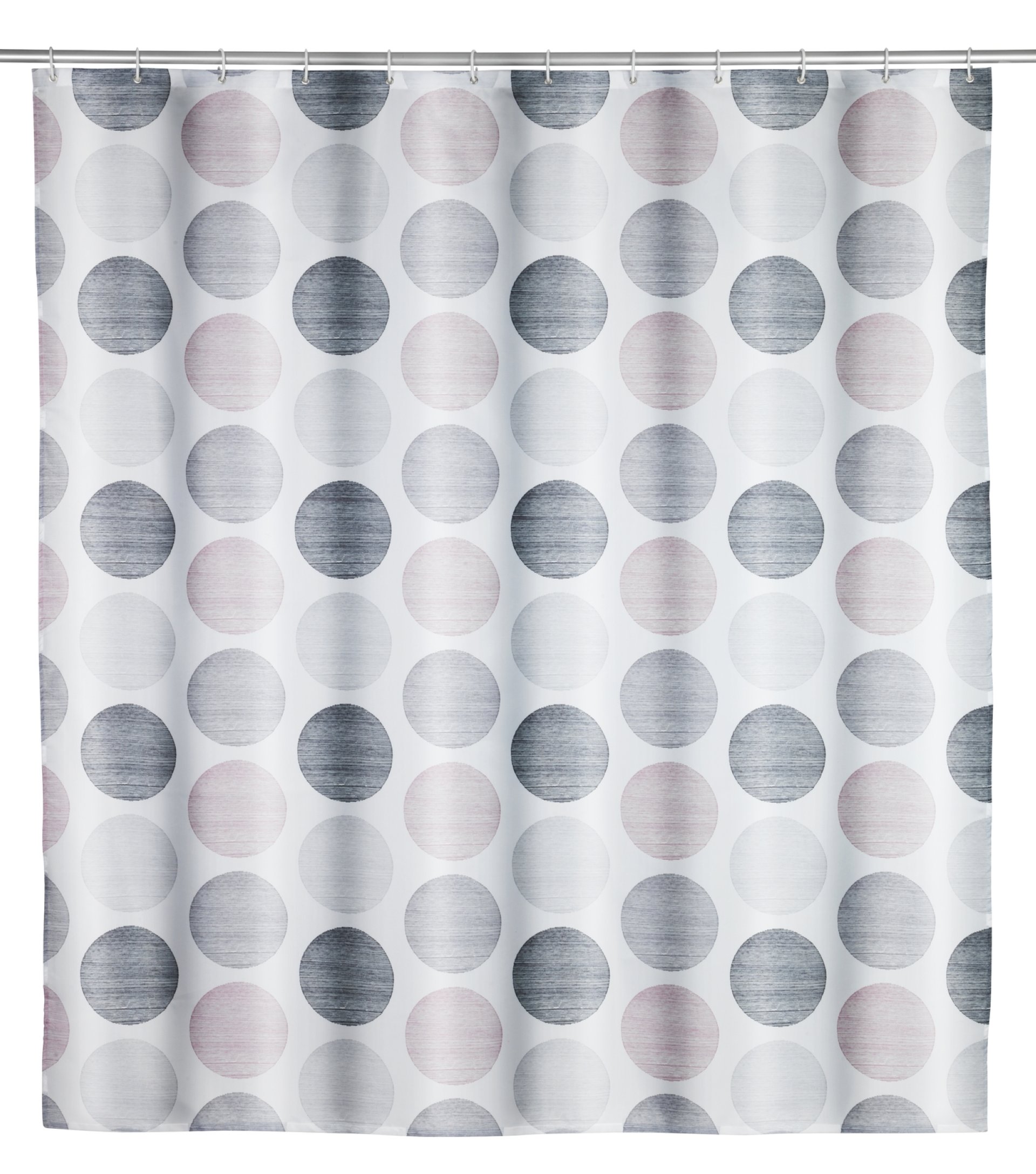 WENKO PASTELL Duschvorhang 180 x 200 cm, Weiß/Grau