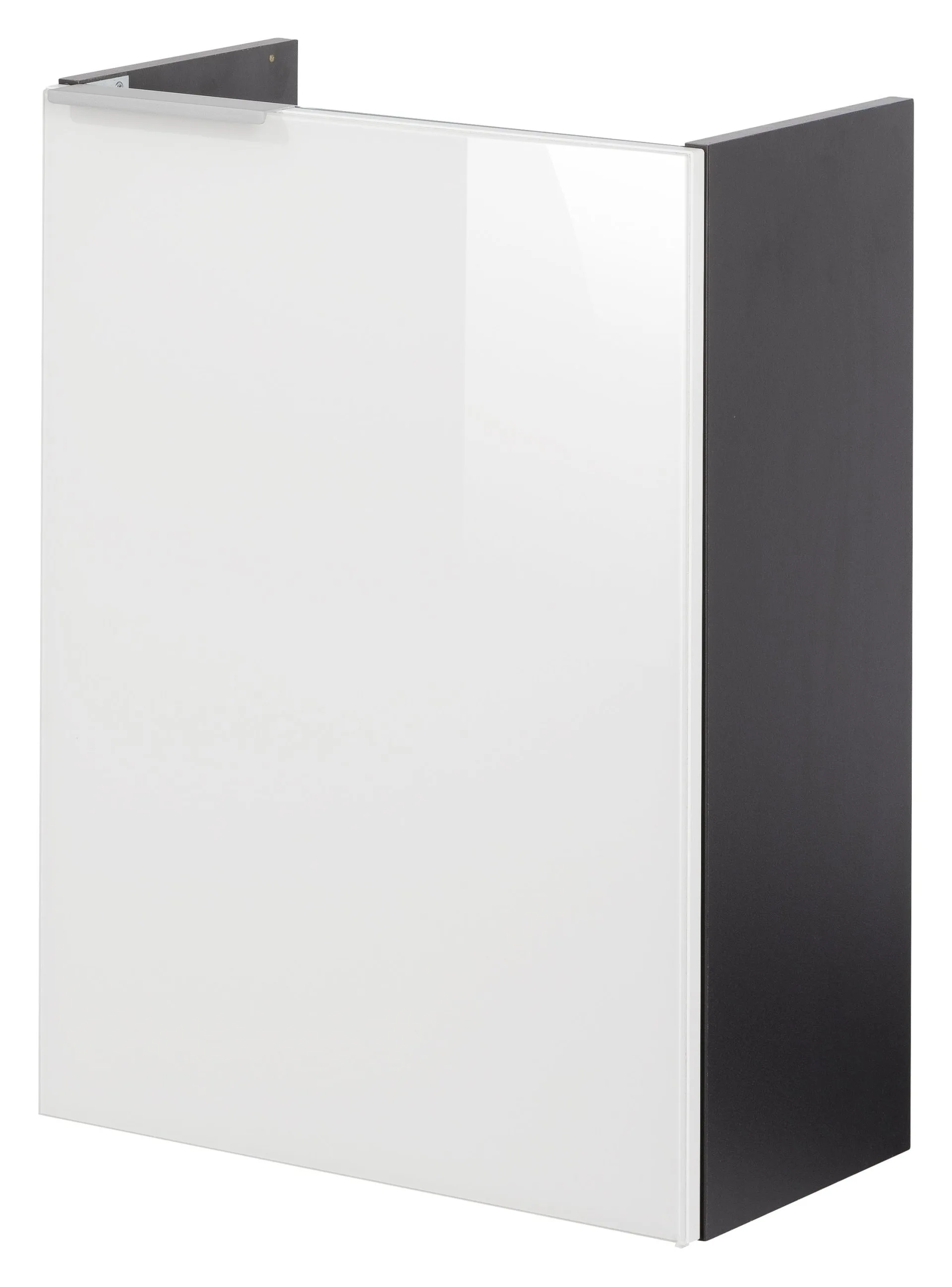 FACKELMANN SBC KARA Gäste WC Waschtisch Set 45 cm breit, Weiß/Anthrazit, Waschbecken Glas Weiß, Türanschlag rechts