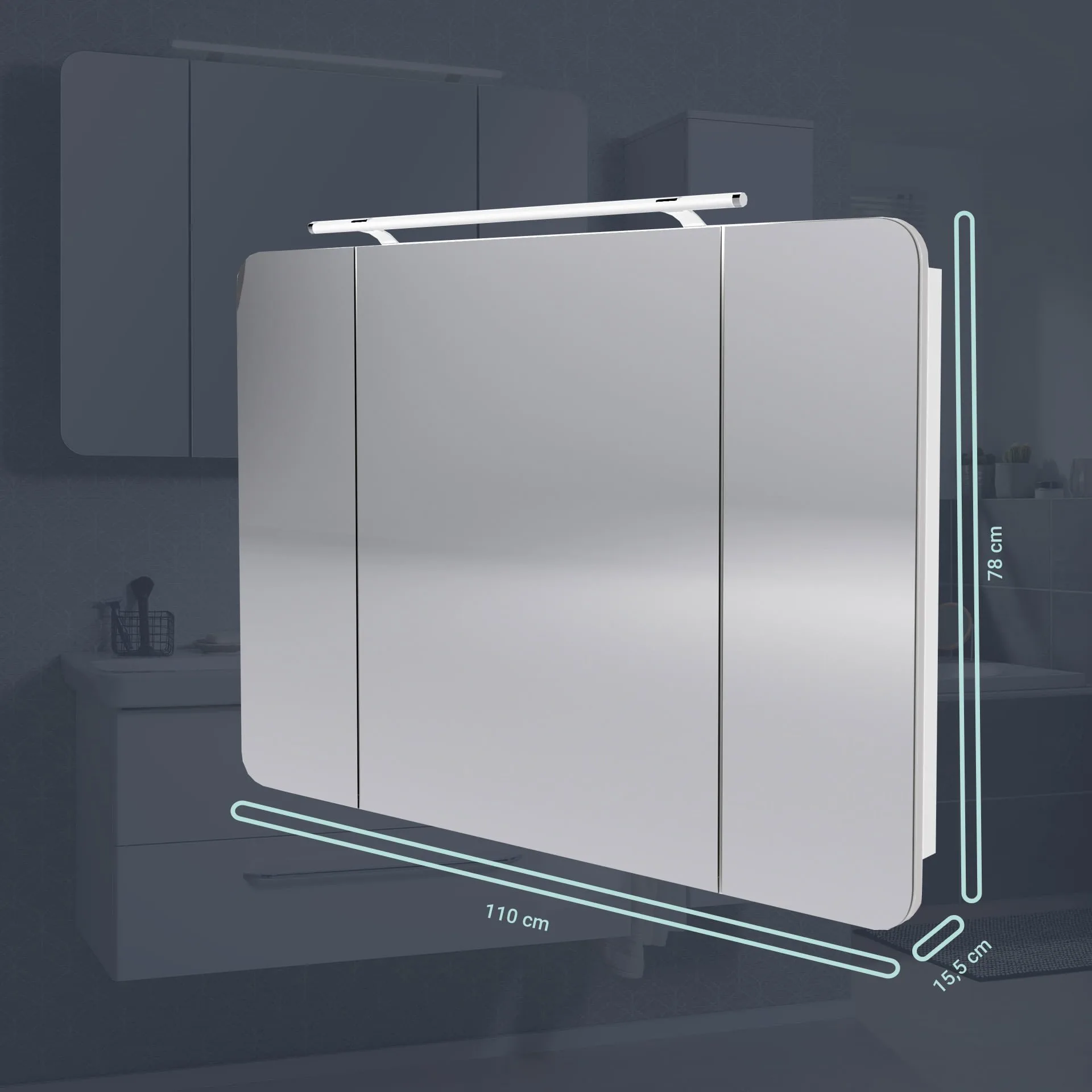 FACKELMANN MILANO LED Spiegelschrank 110 cm breit, Weiß